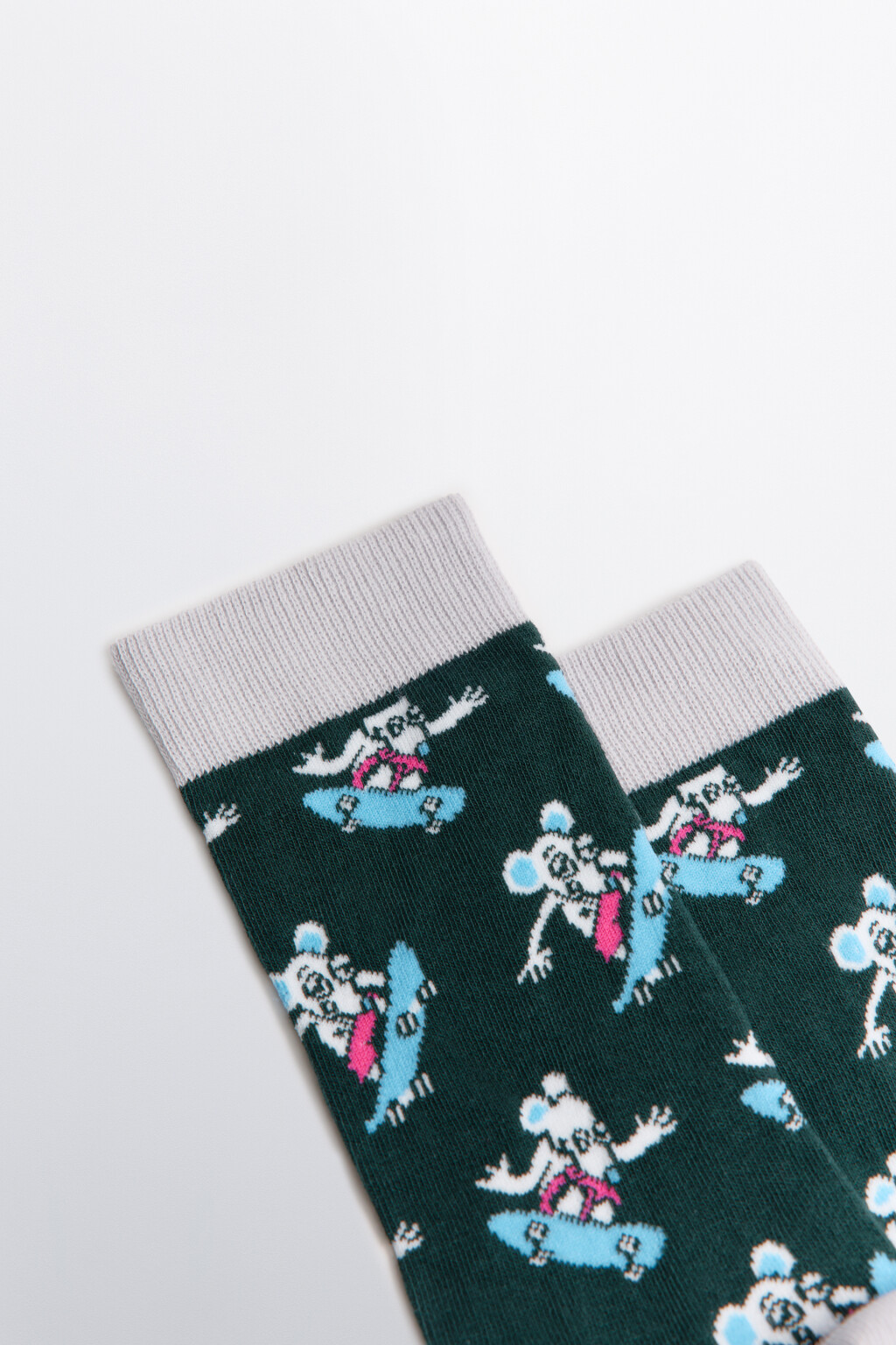 Носки высокие с принтом - цвет зеленый - 2