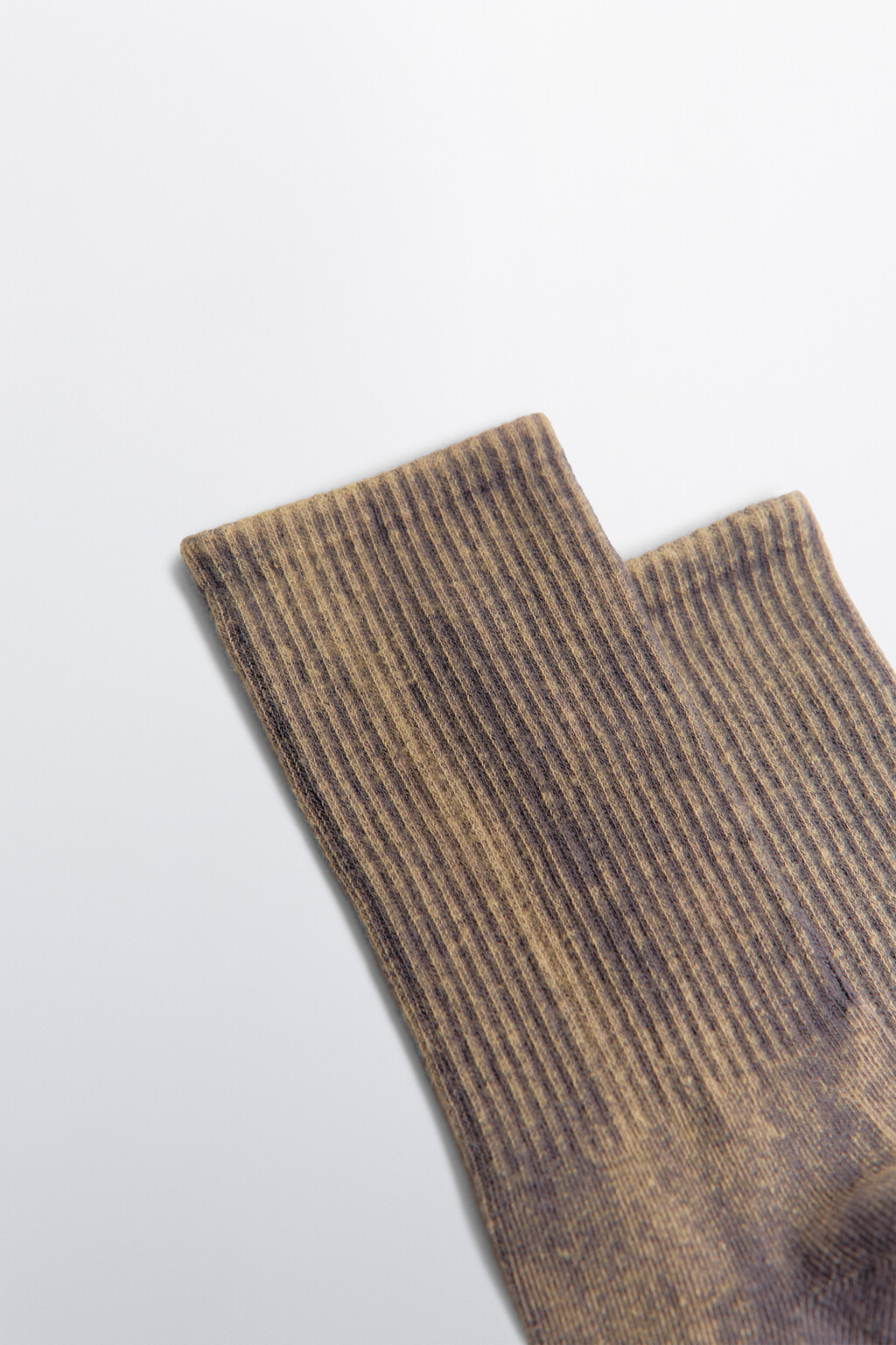 Носки высокие в рубчик с вареным эффектом - цвет серый - 2