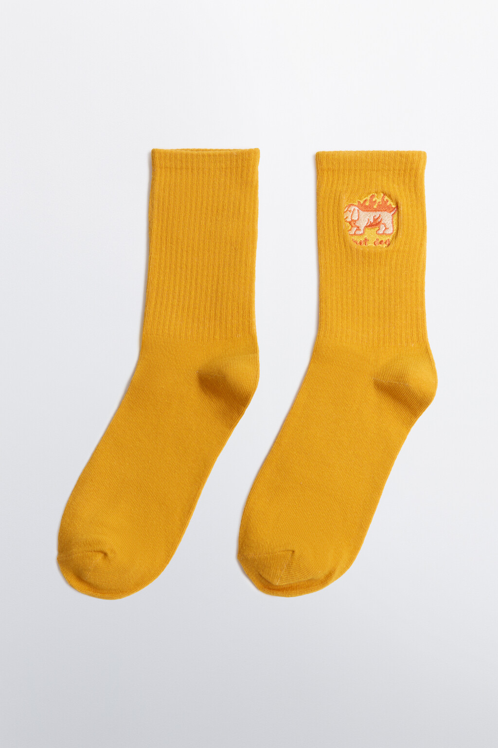 Носки высокие в рубчик с вышивкой - цвет оранжевый - 1