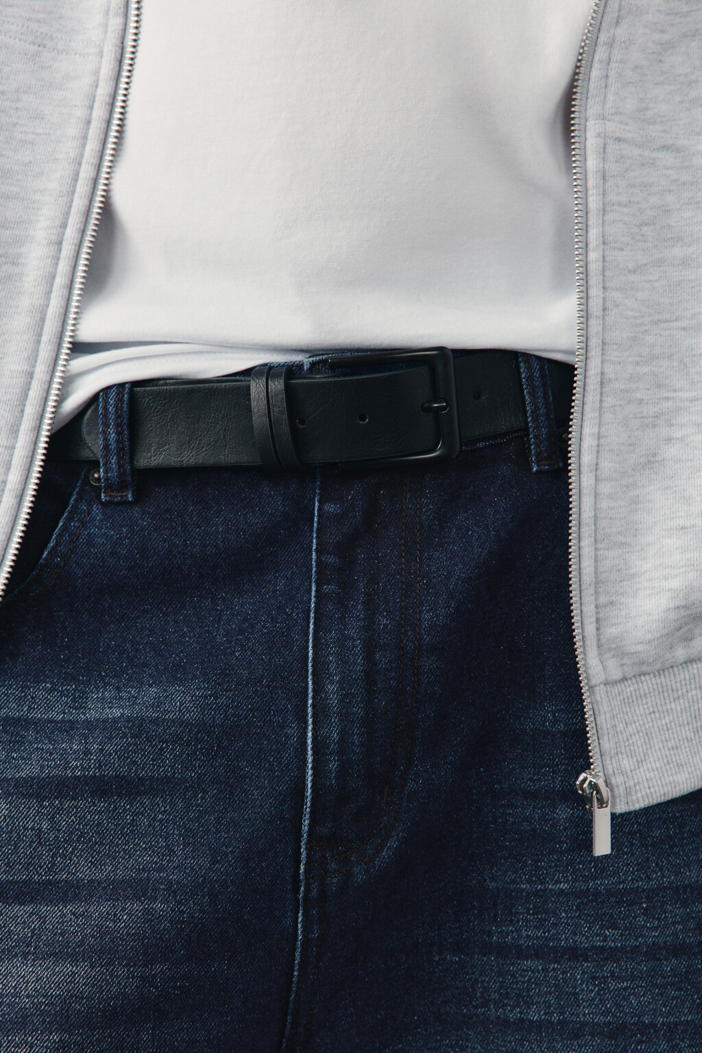 Ремень широкий классический - цвет черный - 1