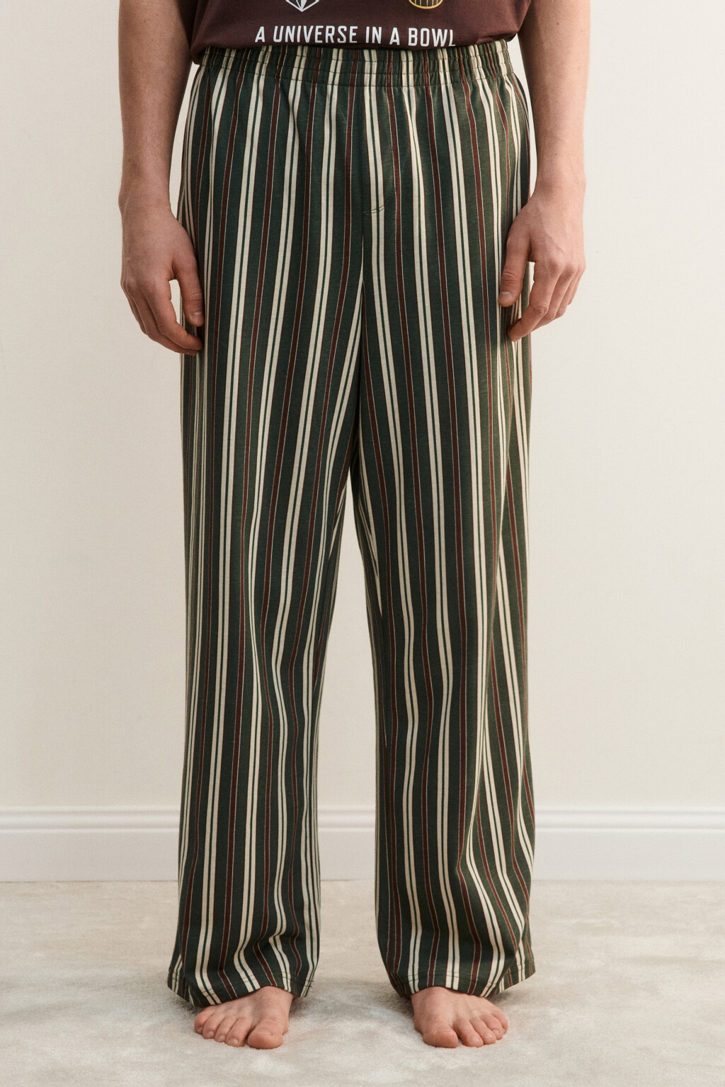 Брюки домашние хлопковые с принтом - цвет зеленый - 3