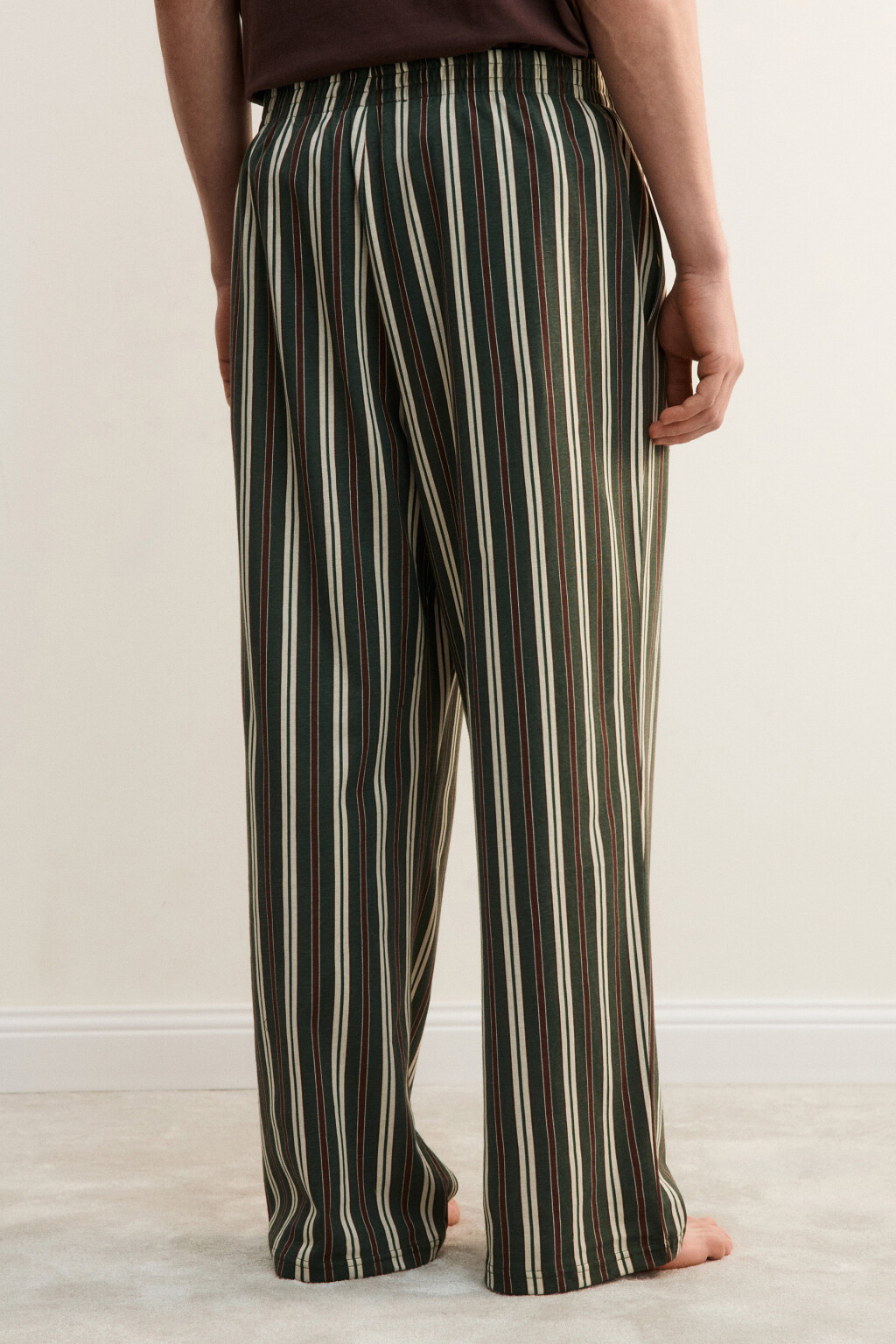 Брюки домашние хлопковые с принтом - цвет зеленый - 4