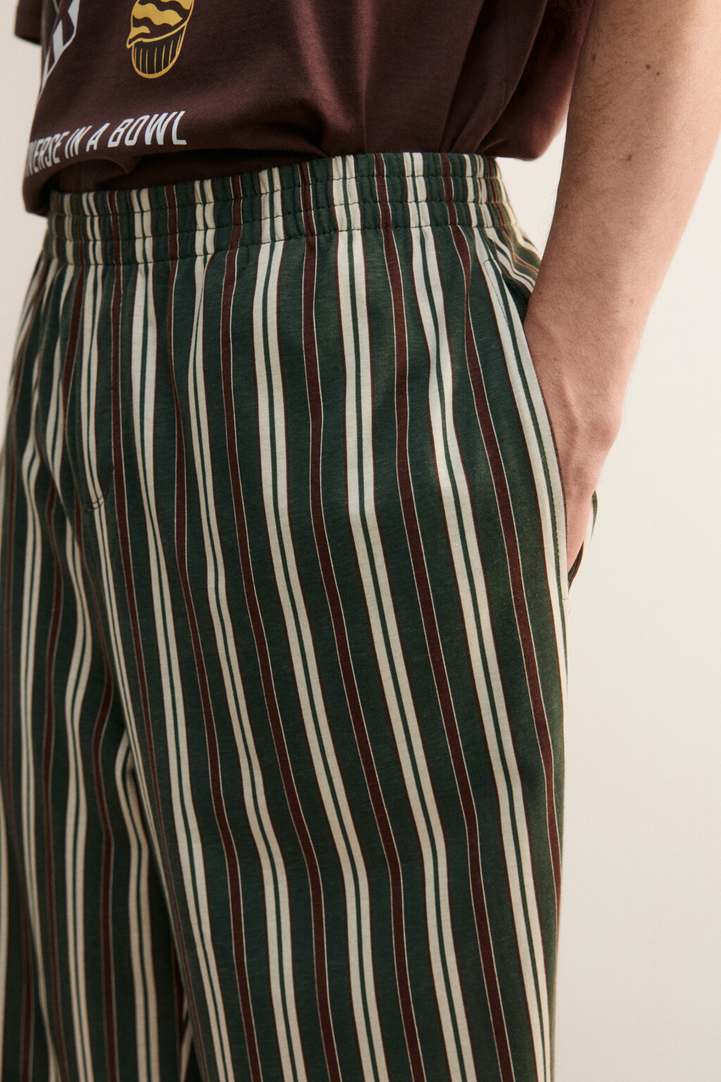 Брюки домашние хлопковые с принтом - цвет зеленый - 6