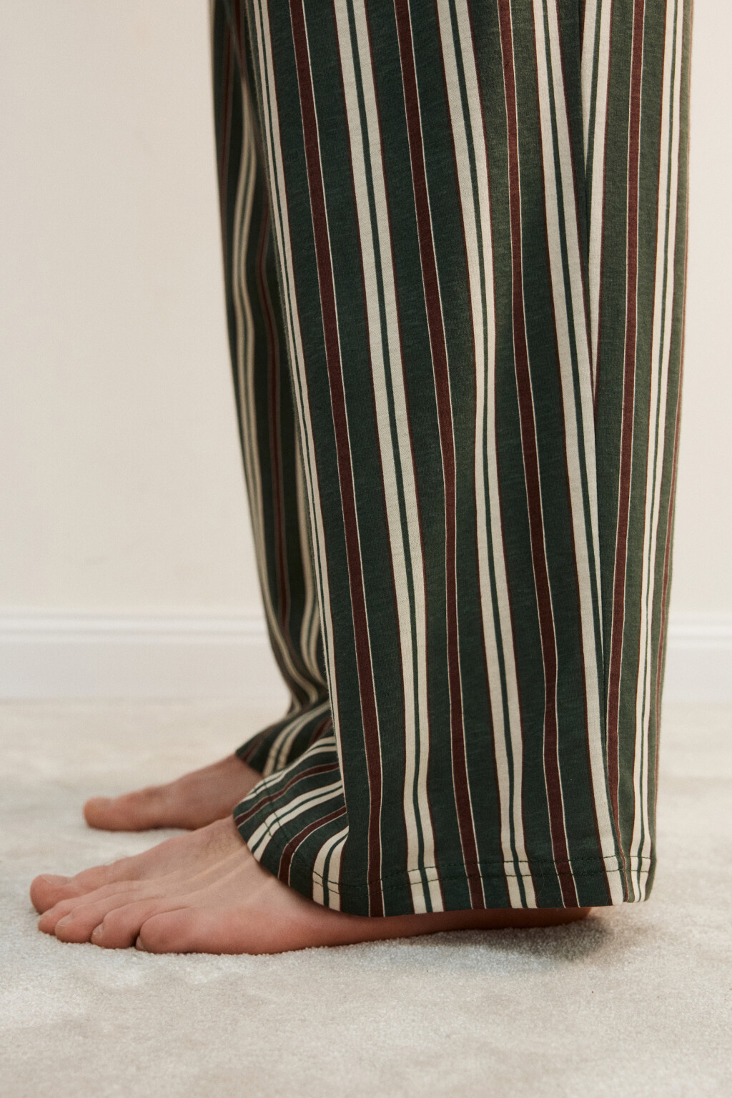 Брюки домашние хлопковые с принтом - цвет зеленый - 7