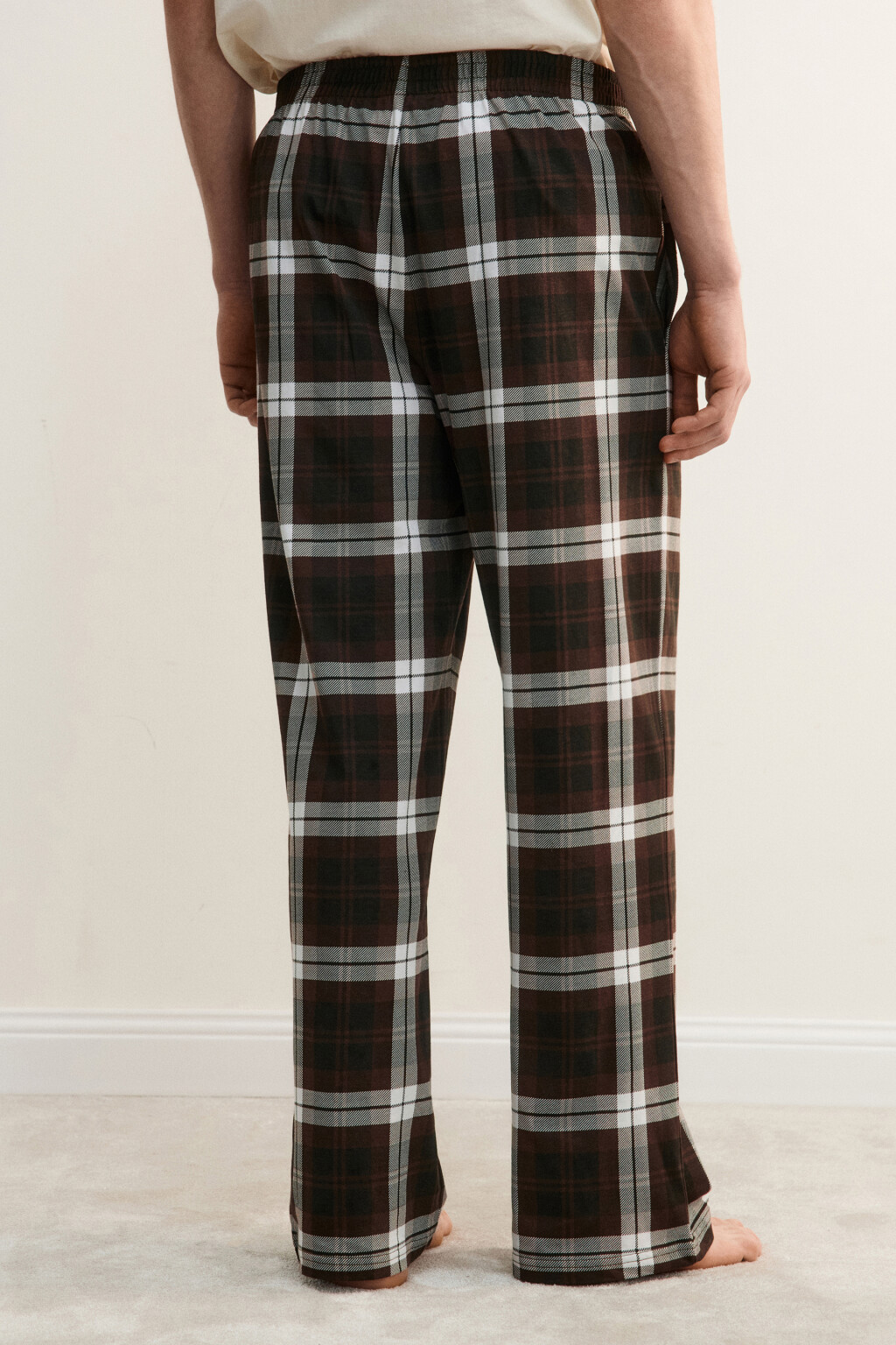 Брюки домашние хлопковые с принтом - цвет коричневый - 4