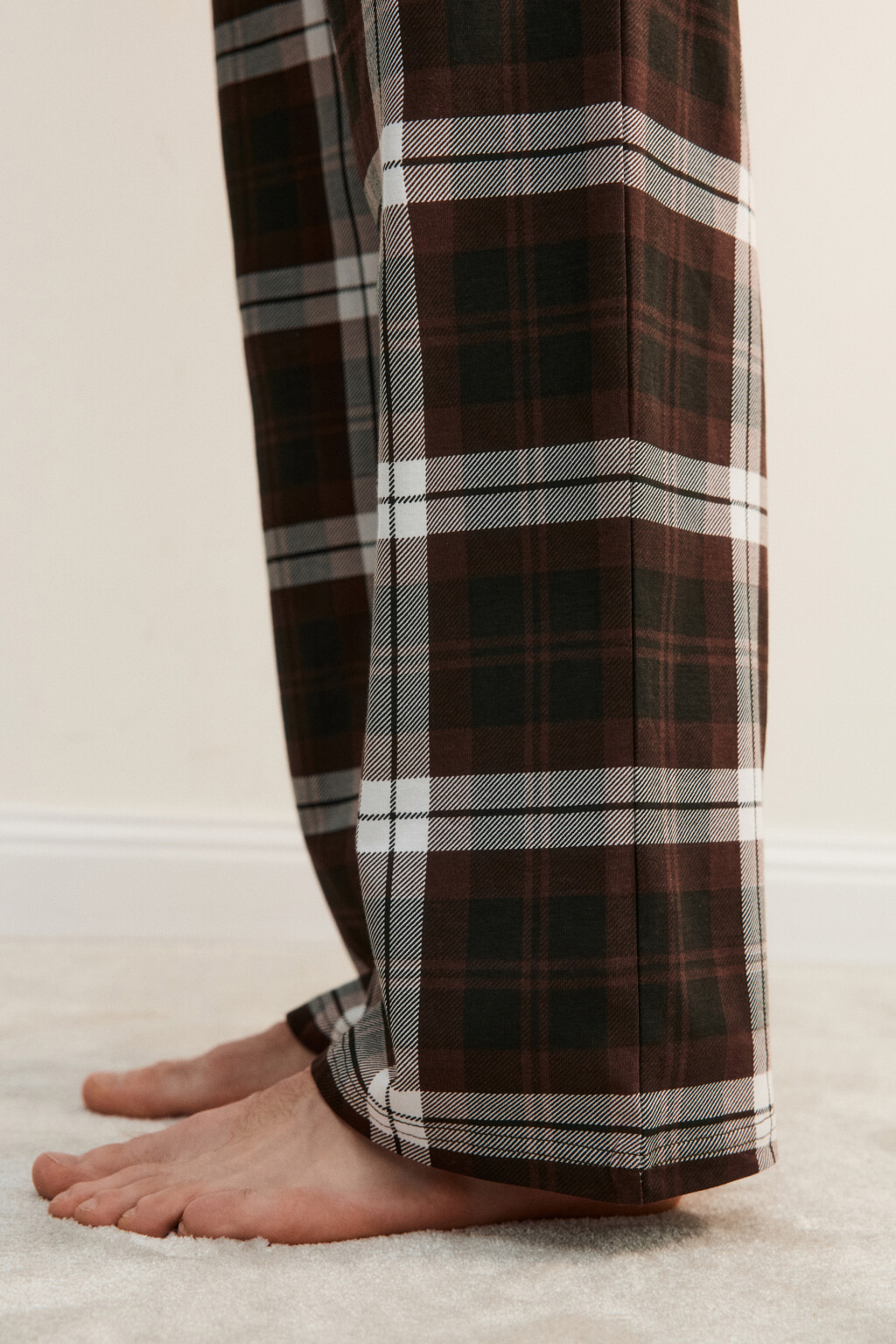 Брюки домашние хлопковые с принтом - цвет коричневый - 7