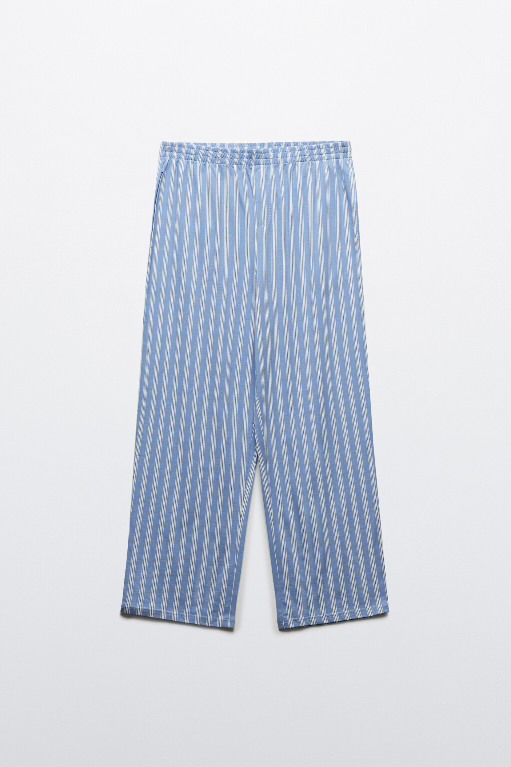 Брюки домашние хлопковые с принтом - цвет голубой - 1