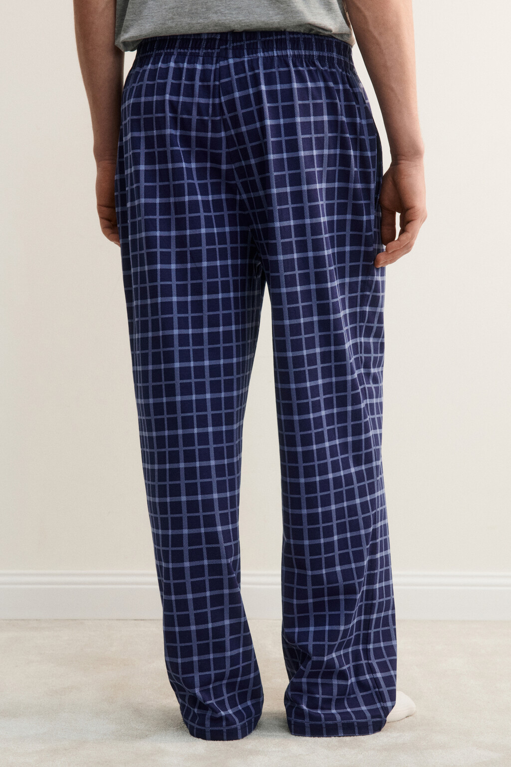 Брюки домашние хлопковые с принтом - цвет синий - 4