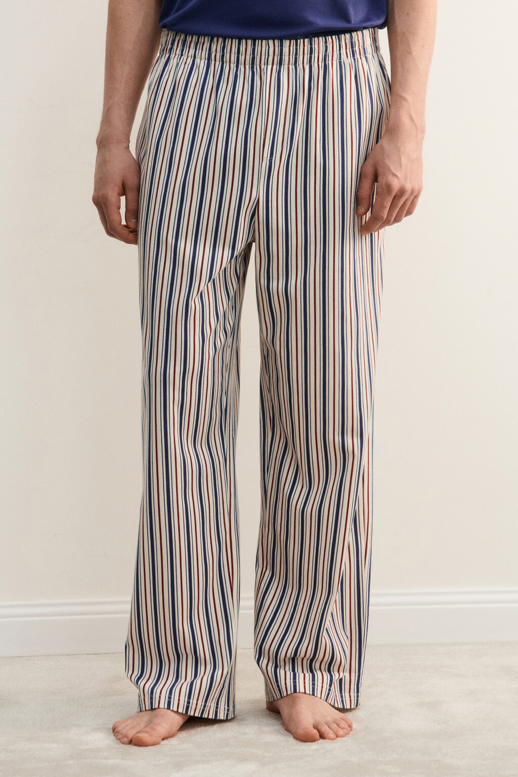 Брюки домашние хлопковые с принтом - цвет бежевый - 3