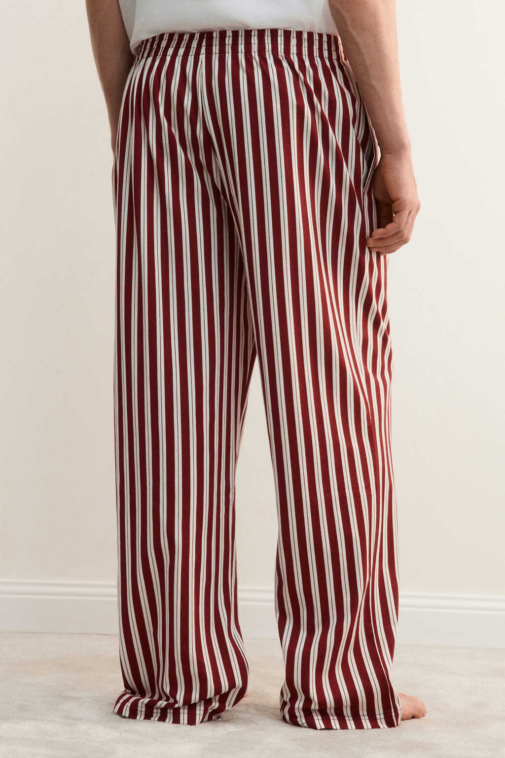 Брюки домашние хлопковые с принтом - цвет красный - 4