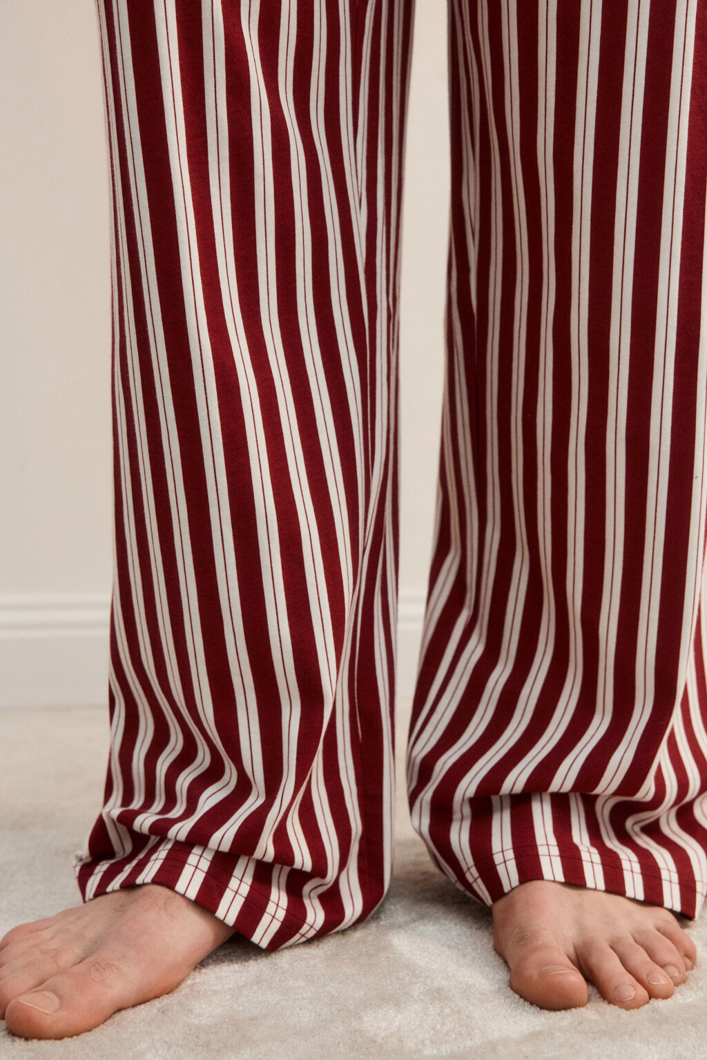 Брюки домашние хлопковые с принтом - цвет красный - 6