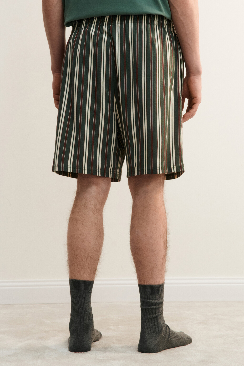 Шорты домашние хлопковые с принтом - цвет зеленый - 4