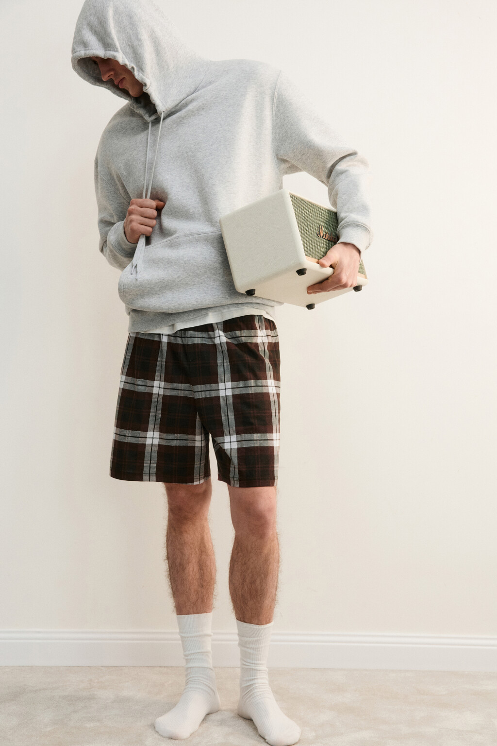 Шорты домашние хлопковые с принтом - цвет коричневый - 2