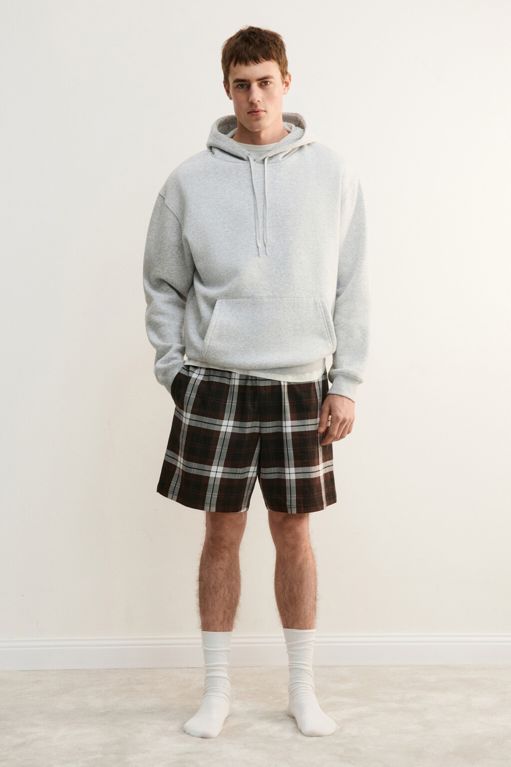 Шорты домашние хлопковые с принтом - цвет коричневый - 5