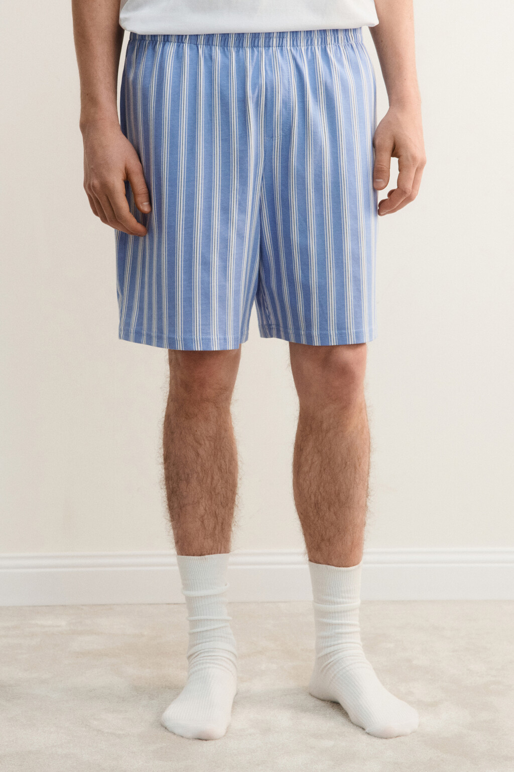 Шорты домашние хлопковые с принтом - цвет голубой - 3