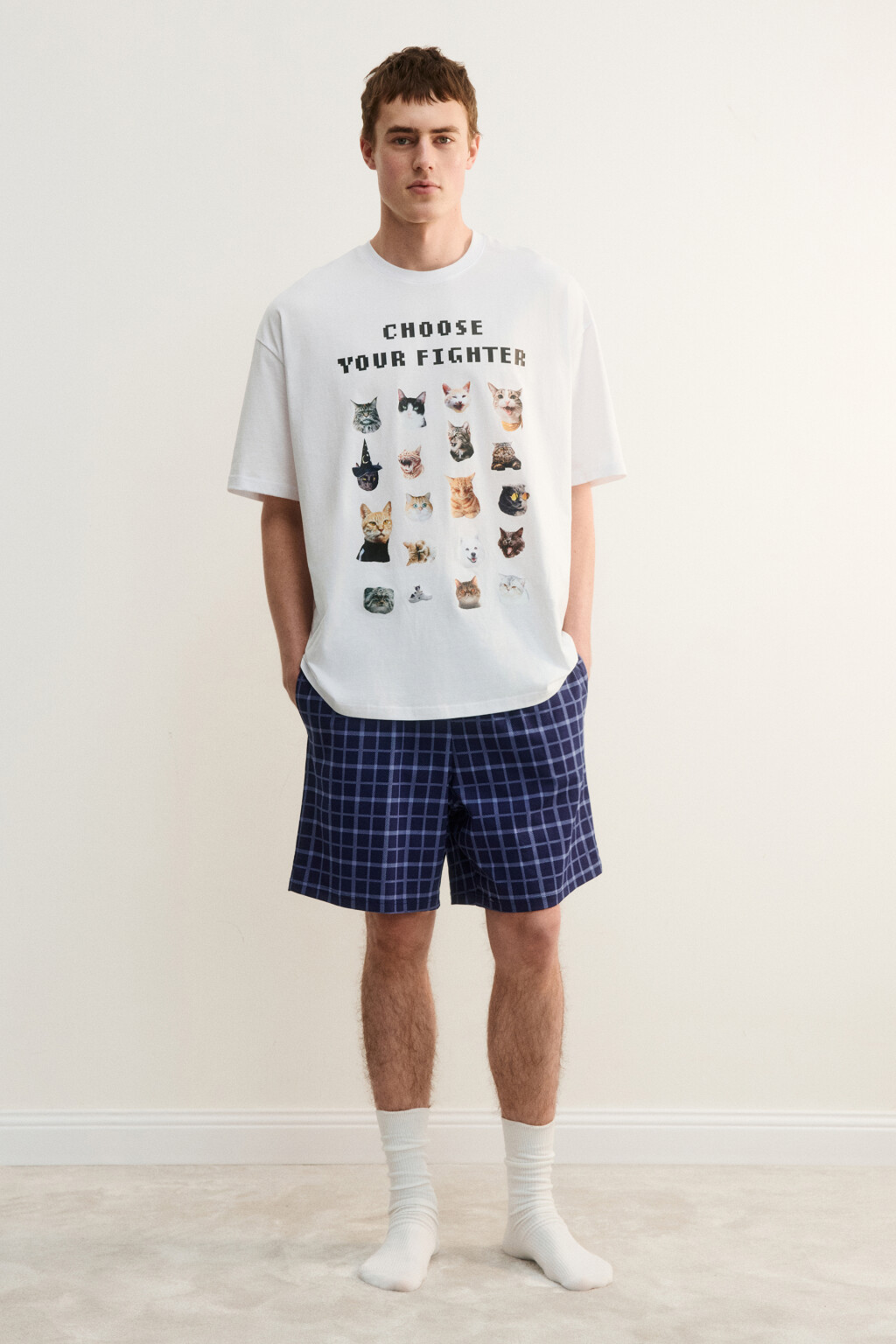 Шорты домашние хлопковые с принтом - цвет синий - 5