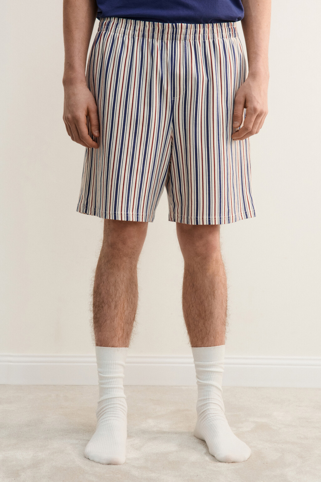 Шорты домашние хлопковые с принтом - цвет бежевый - 3