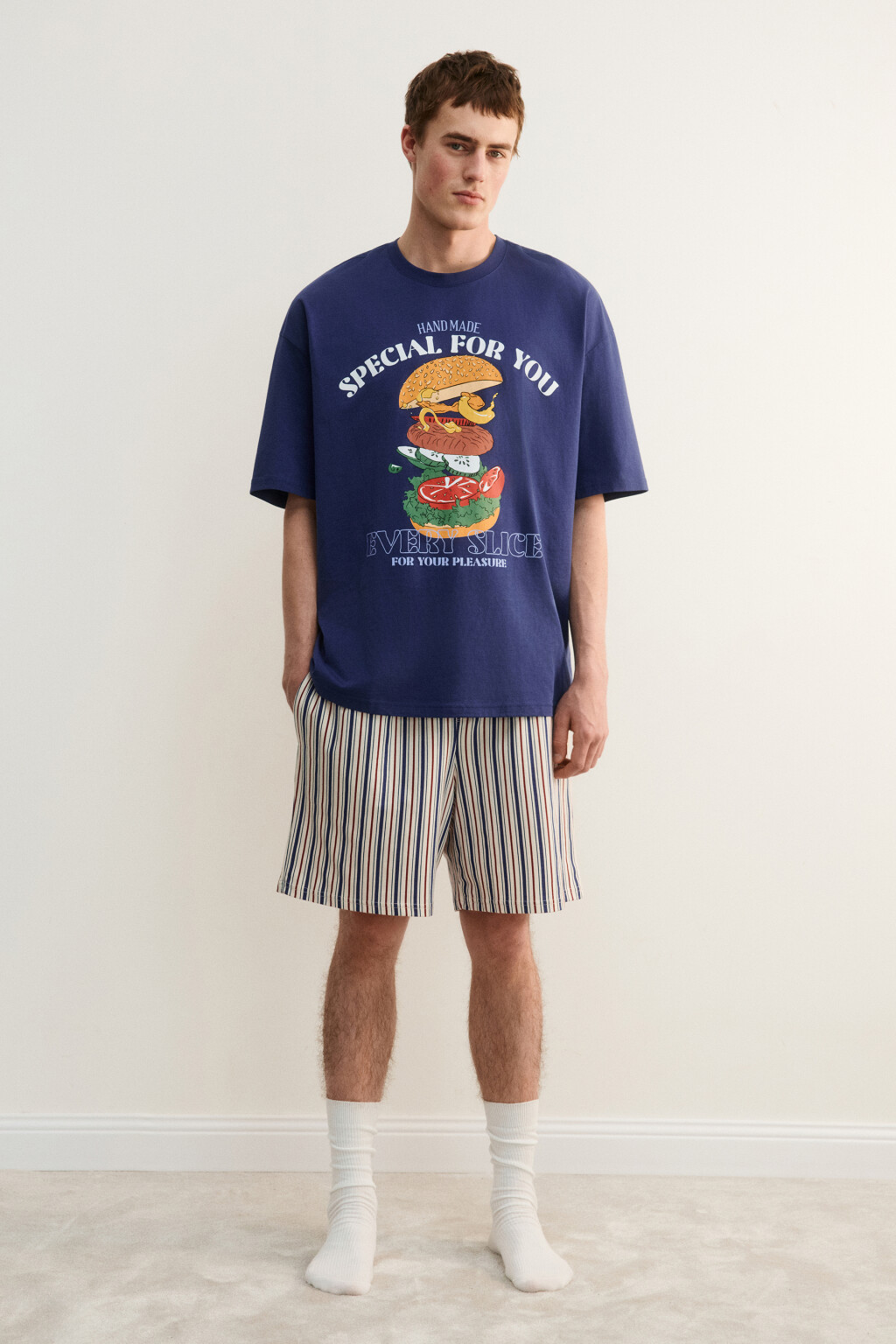 Шорты домашние хлопковые с принтом - цвет бежевый - 5