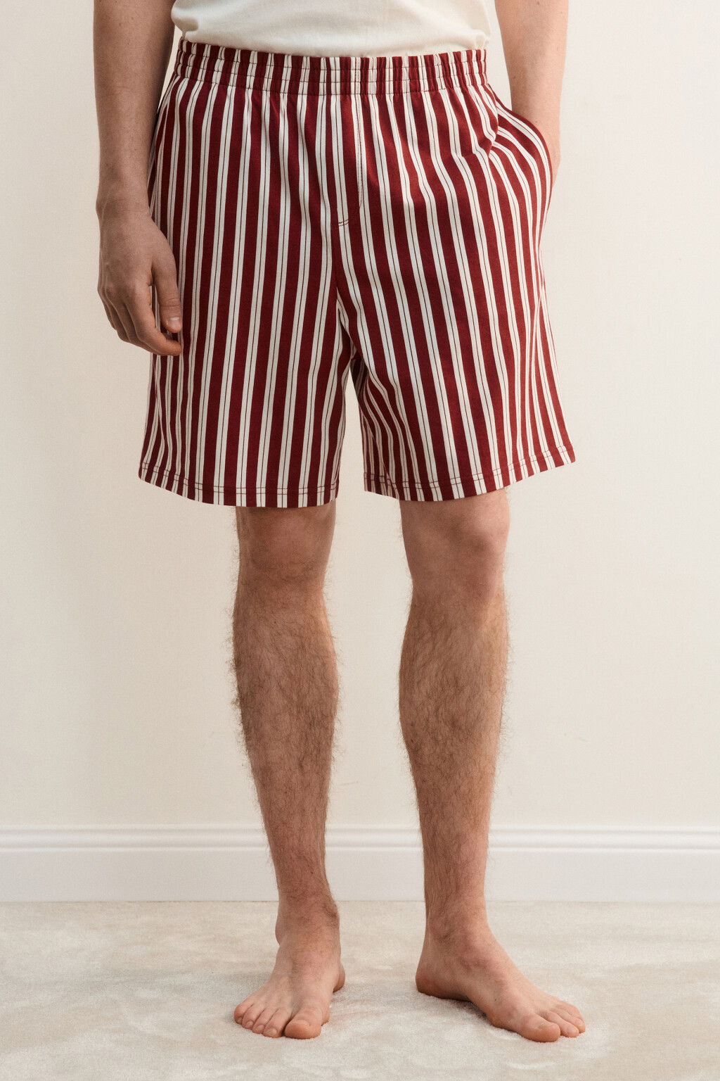 Шорты домашние хлопковые с принтом - цвет красный - 4