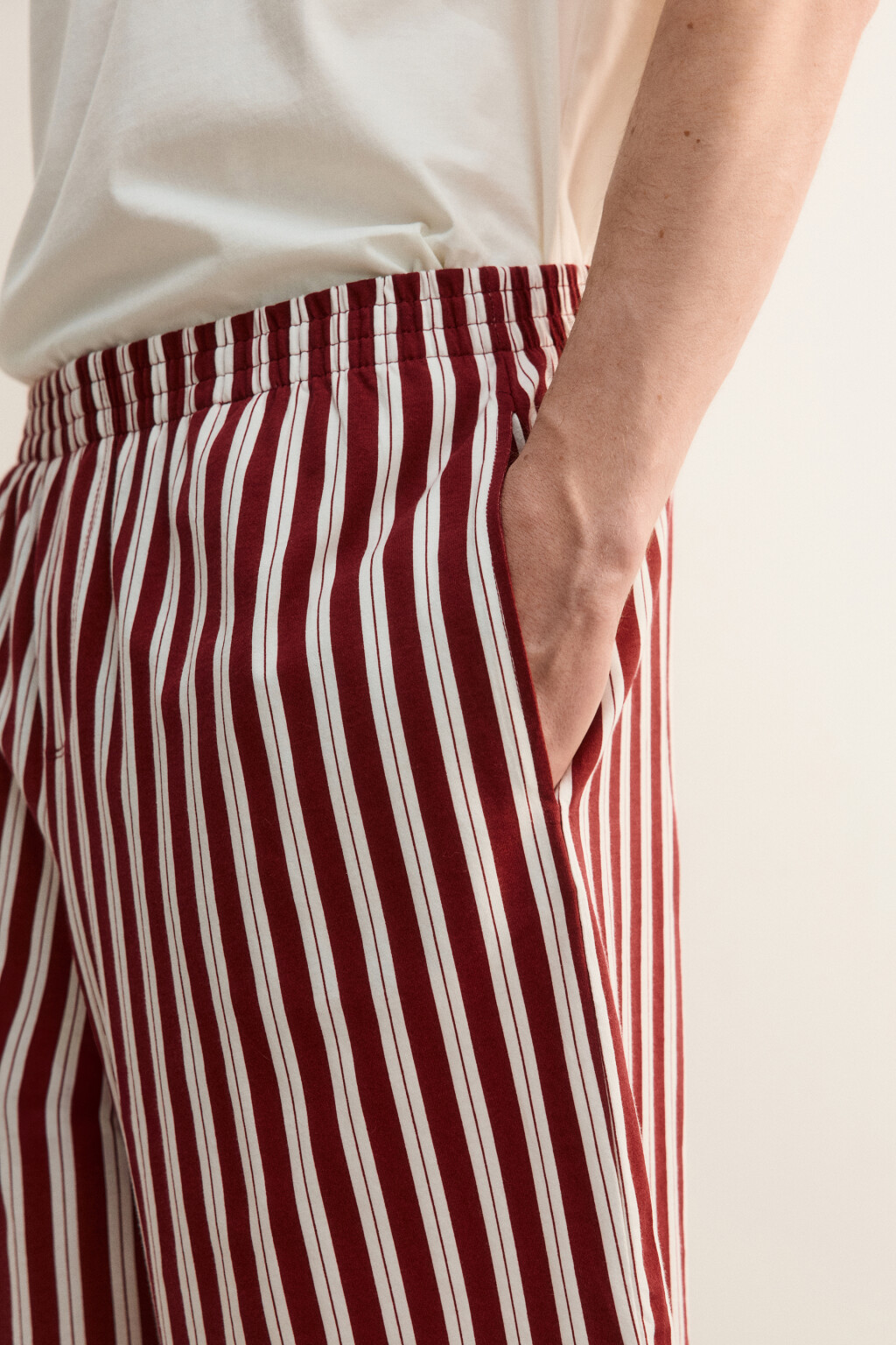 Шорты домашние хлопковые с принтом - цвет красный - 8