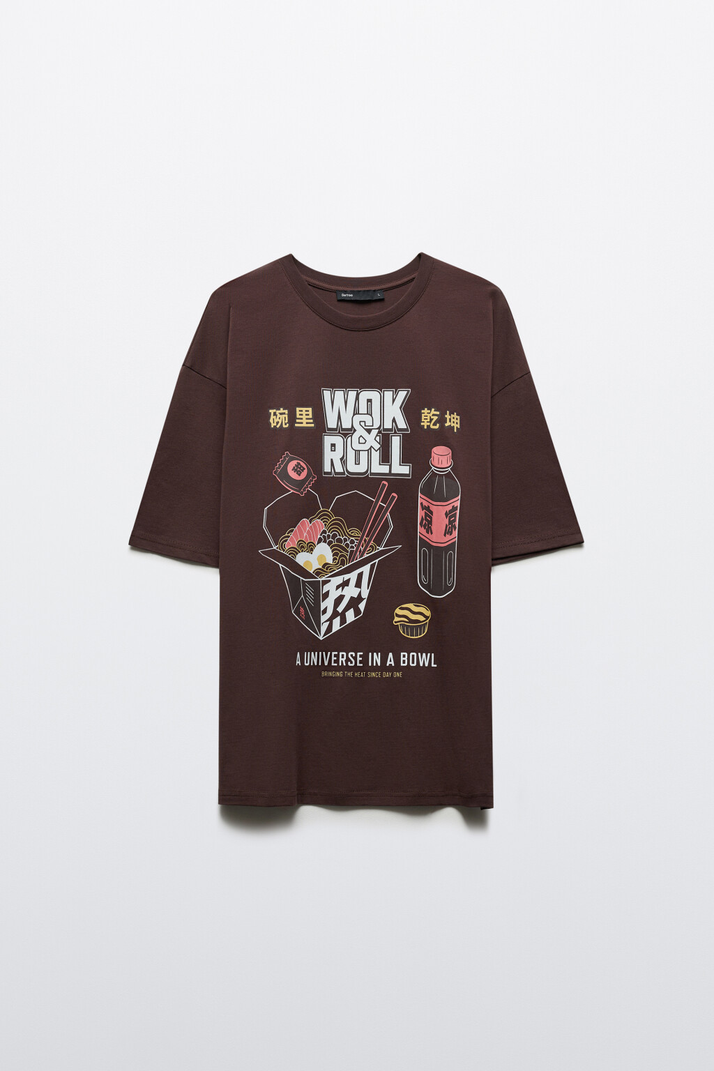 Футболка хлопковая домашняя с принтом - цвет коричневый - 7