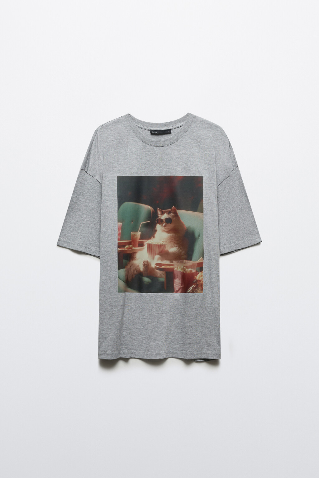 Футболка хлопковая домашняя с принтом - цвет серый - 7