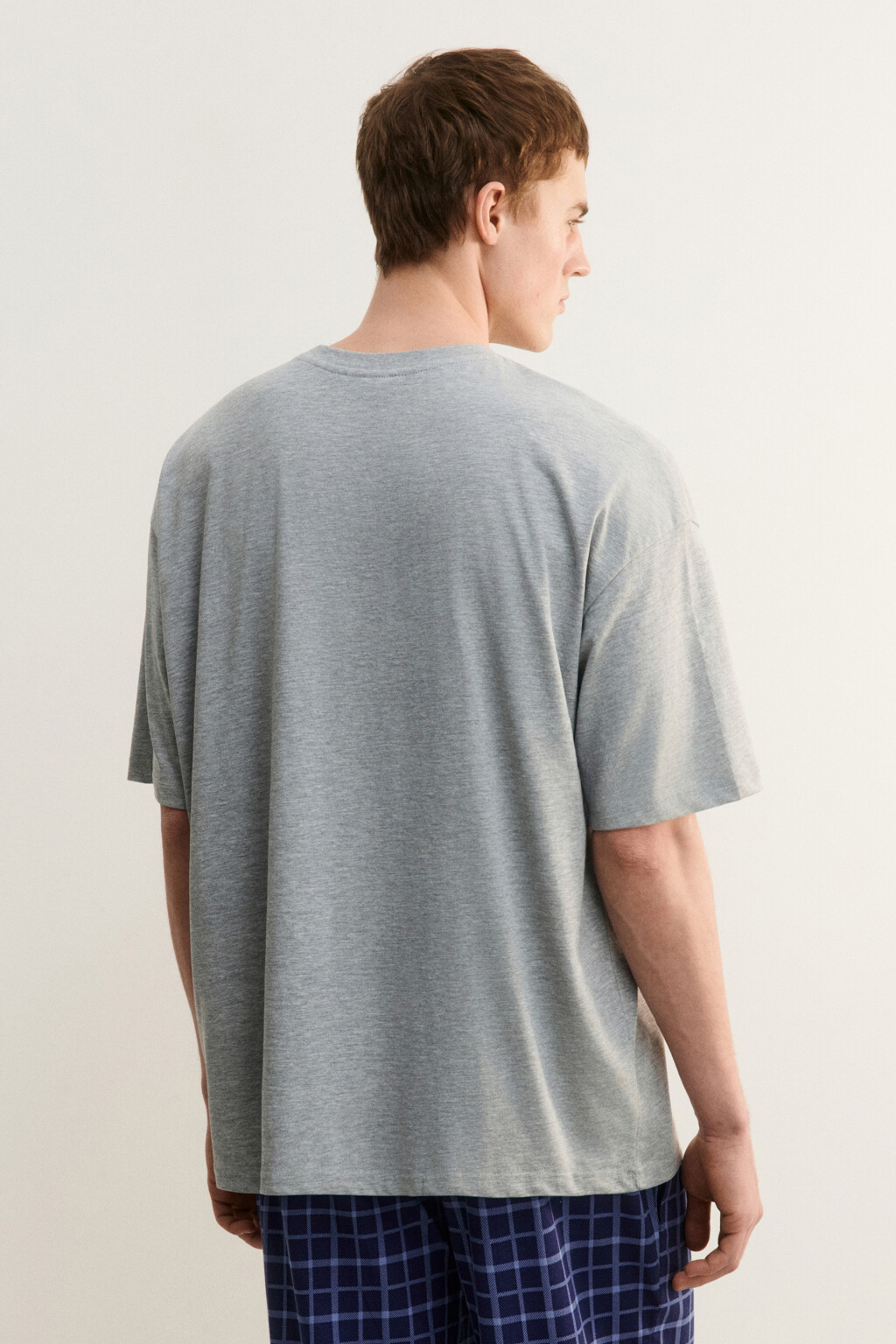 Футболка хлопковая домашняя с принтом - цвет серый - 3