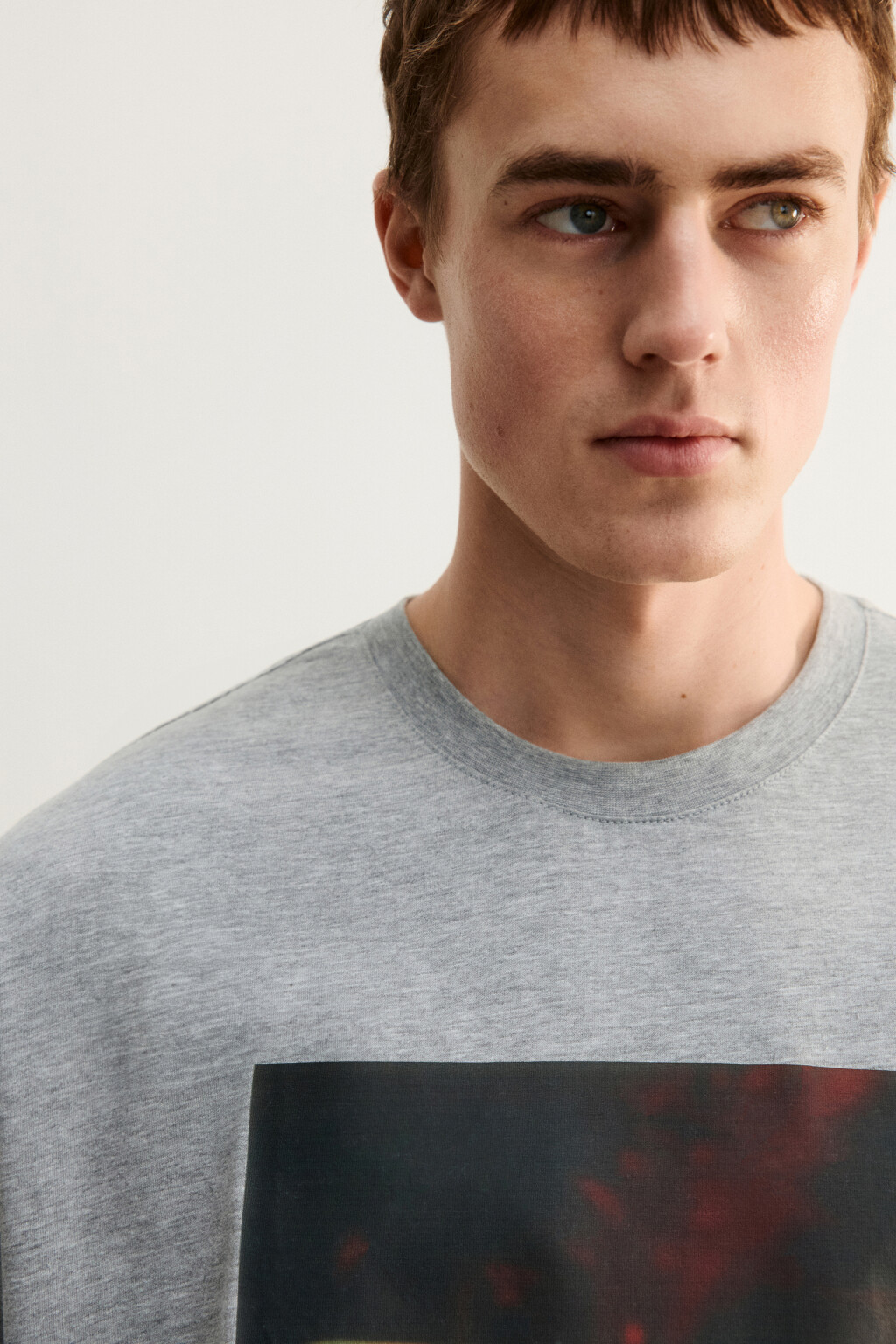 Футболка хлопковая домашняя с принтом - цвет серый - 5