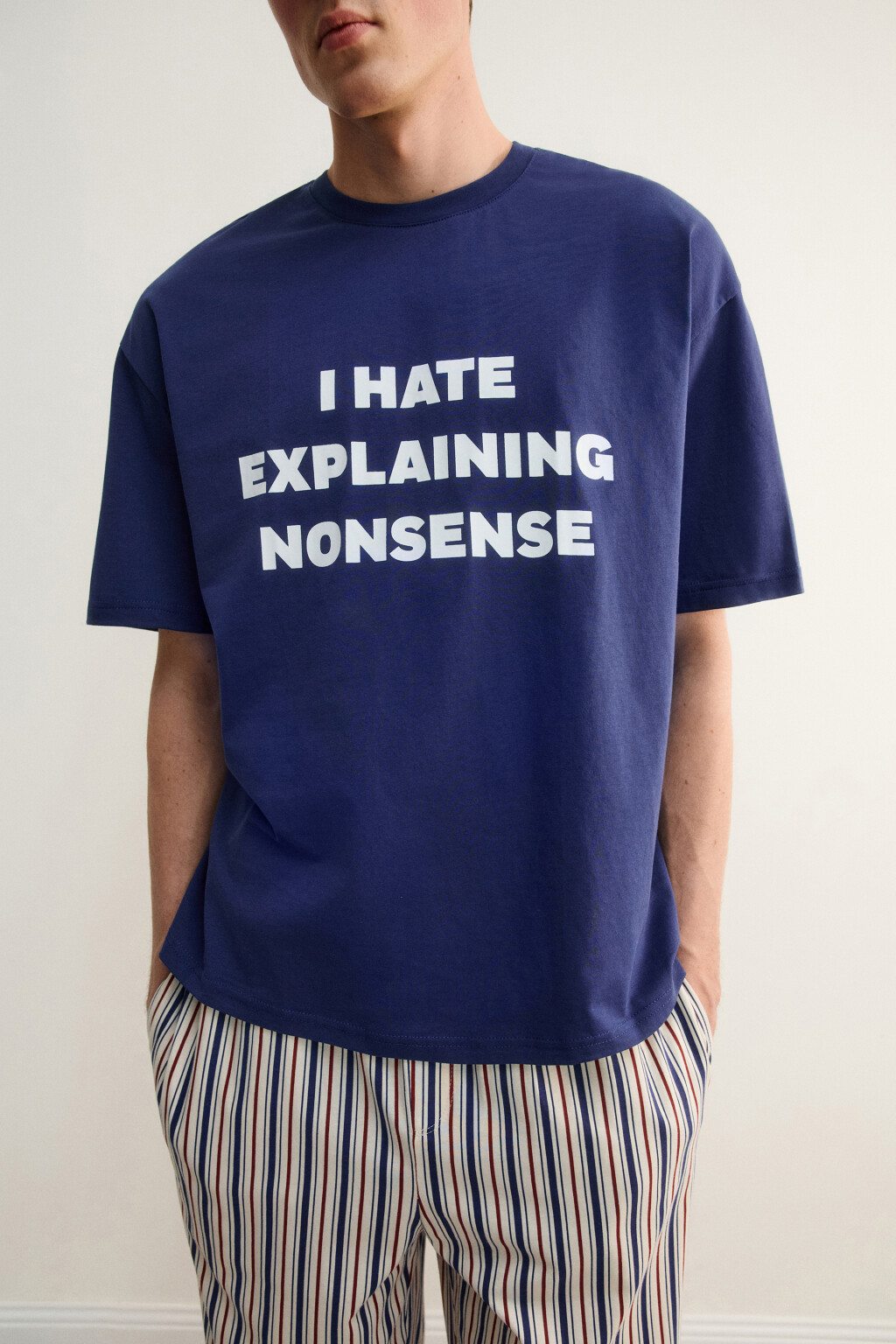 Футболка хлопковая домашняя с принтом - цвет синий - 6