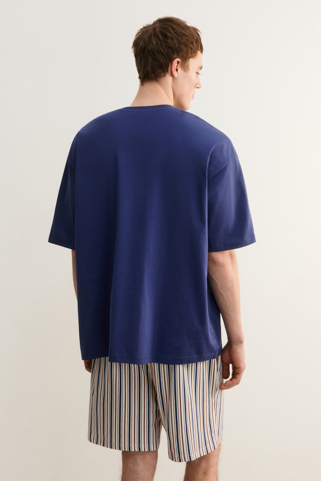 Футболка хлопковая домашняя с принтом - цвет синий - 4