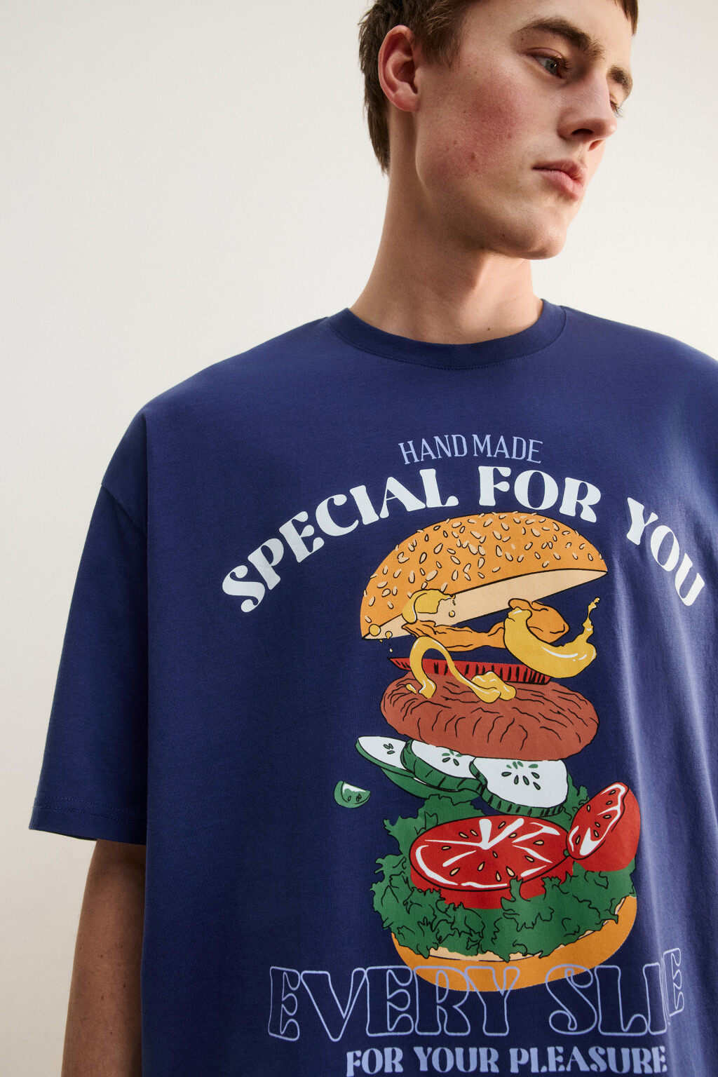 Футболка хлопковая домашняя с принтом - цвет синий - 6