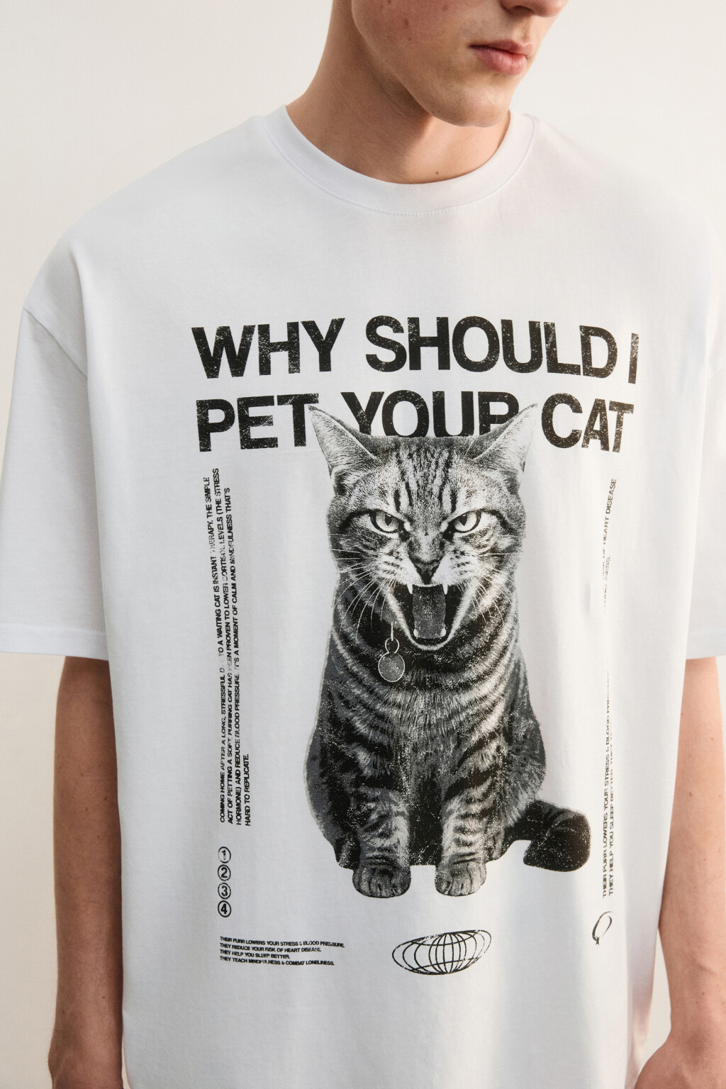 Футболка хлопковая домашняя с принтом - цвет белый - 4