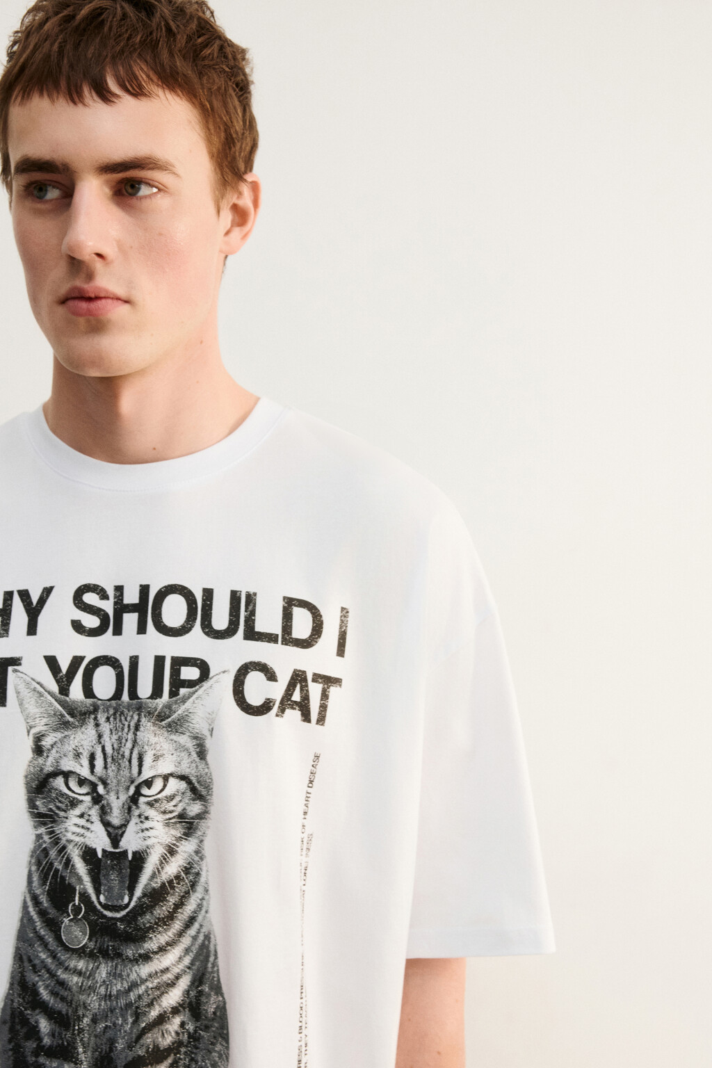 Футболка хлопковая домашняя с принтом - цвет белый - 5