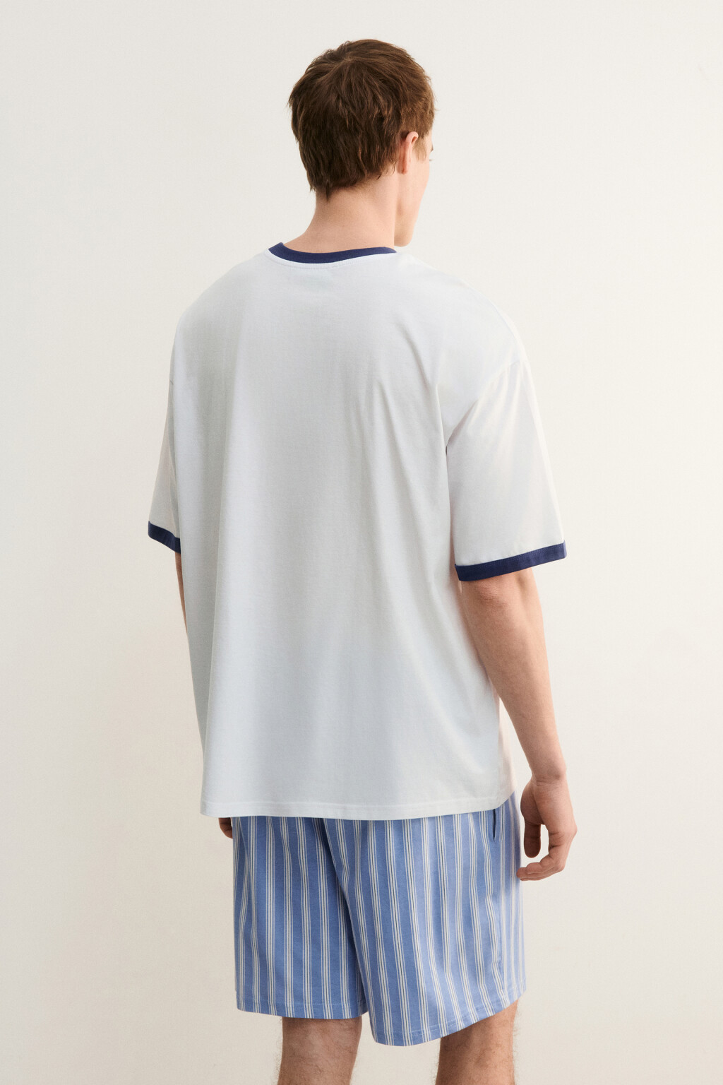 Футболка хлопковая домашняя с принтом - цвет белый - 3