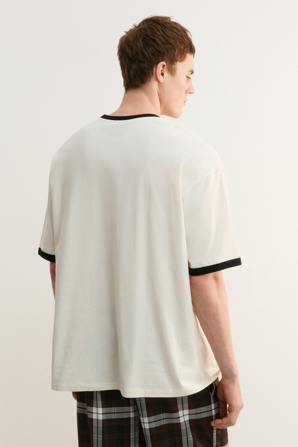 Футболка хлопковая домашняя с принтом - цвет бежевый - 3