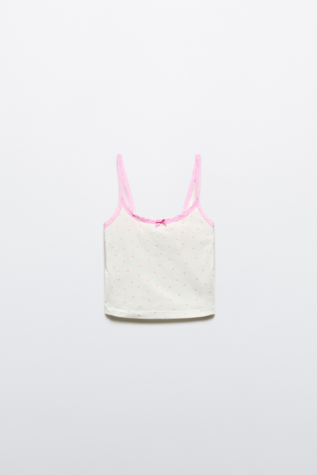 Майка-топ в рубчик с кружевом - цвет розовый - 5