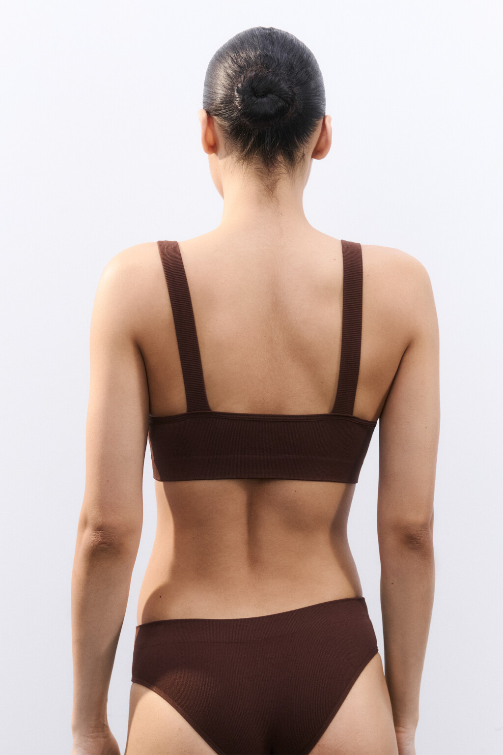 Бюстгальтер-бра в рубчик - цвет коричневый - 3
