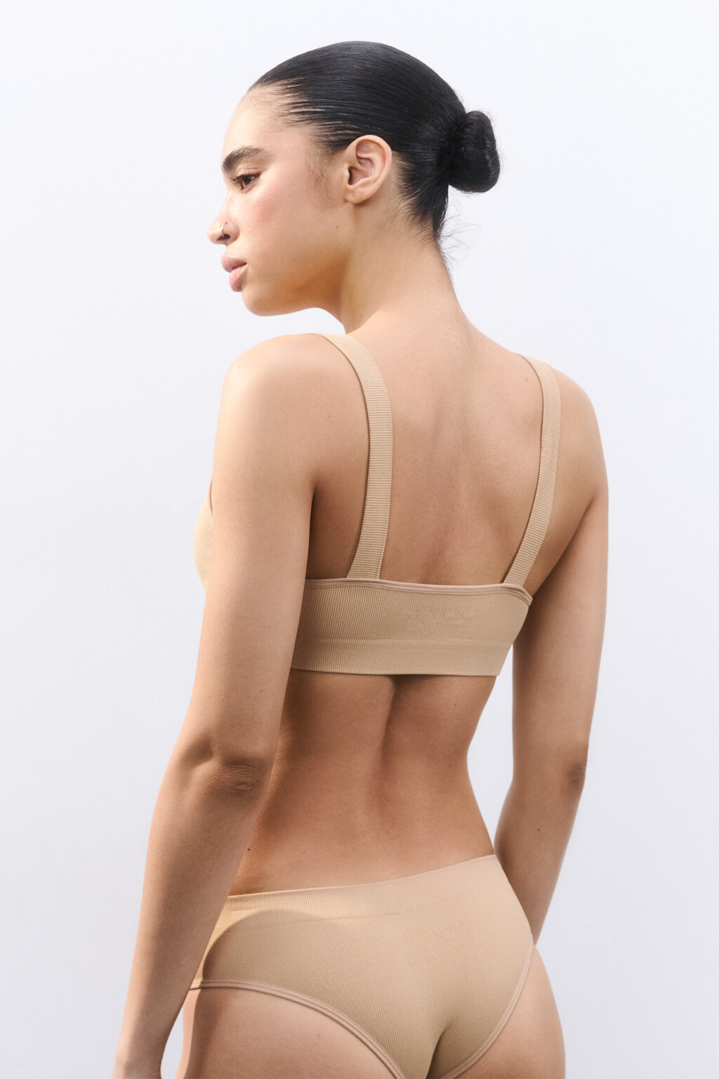 Бюстгальтер-бра в рубчик - цвет бежевый - 3