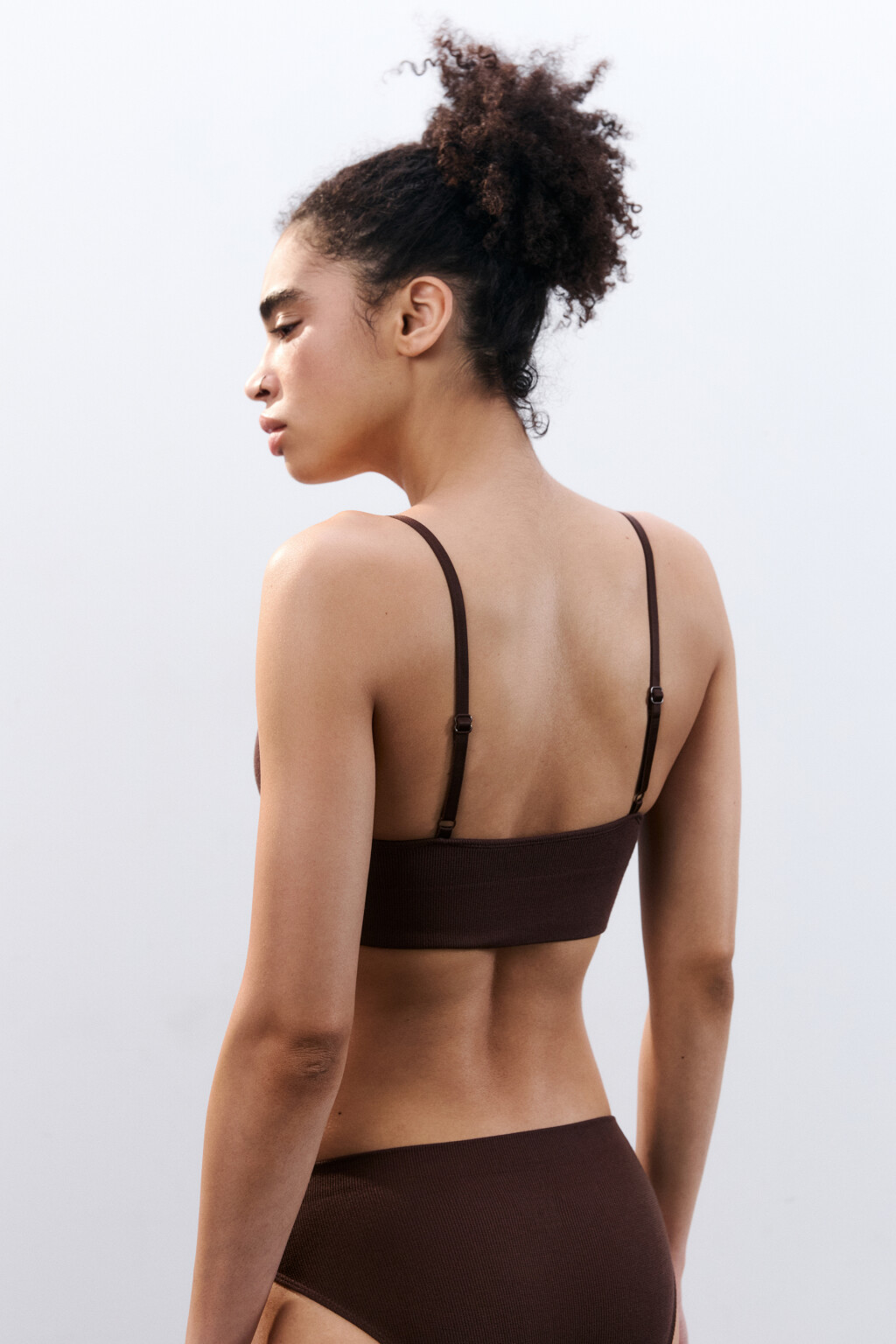 Бюстгальтер-бра в рубчик - цвет коричневый - 3