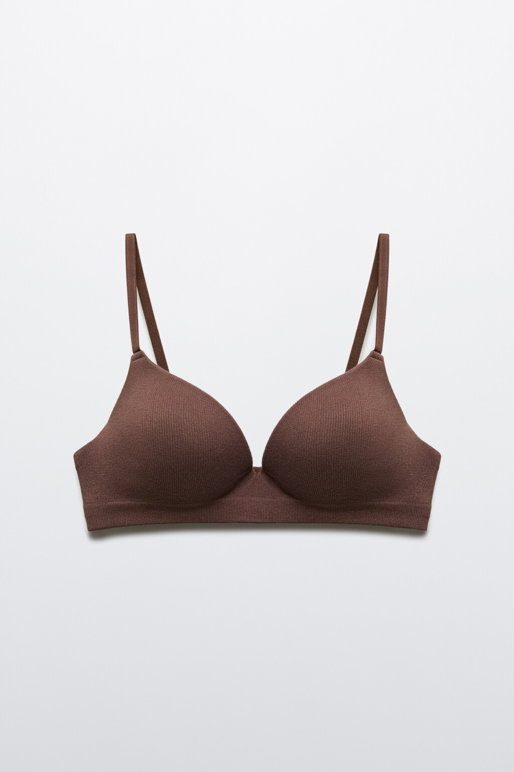 Бюстгальтер-бра бесшовный в рубчик - цвет коричневый - 5