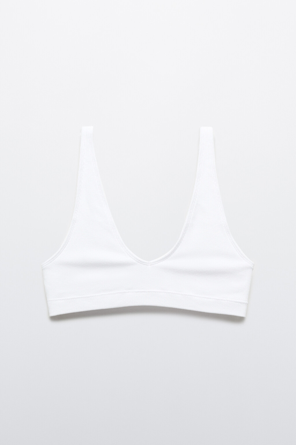 Бюстгальтер-бра бесшовный в рубчик - цвет белый - 5