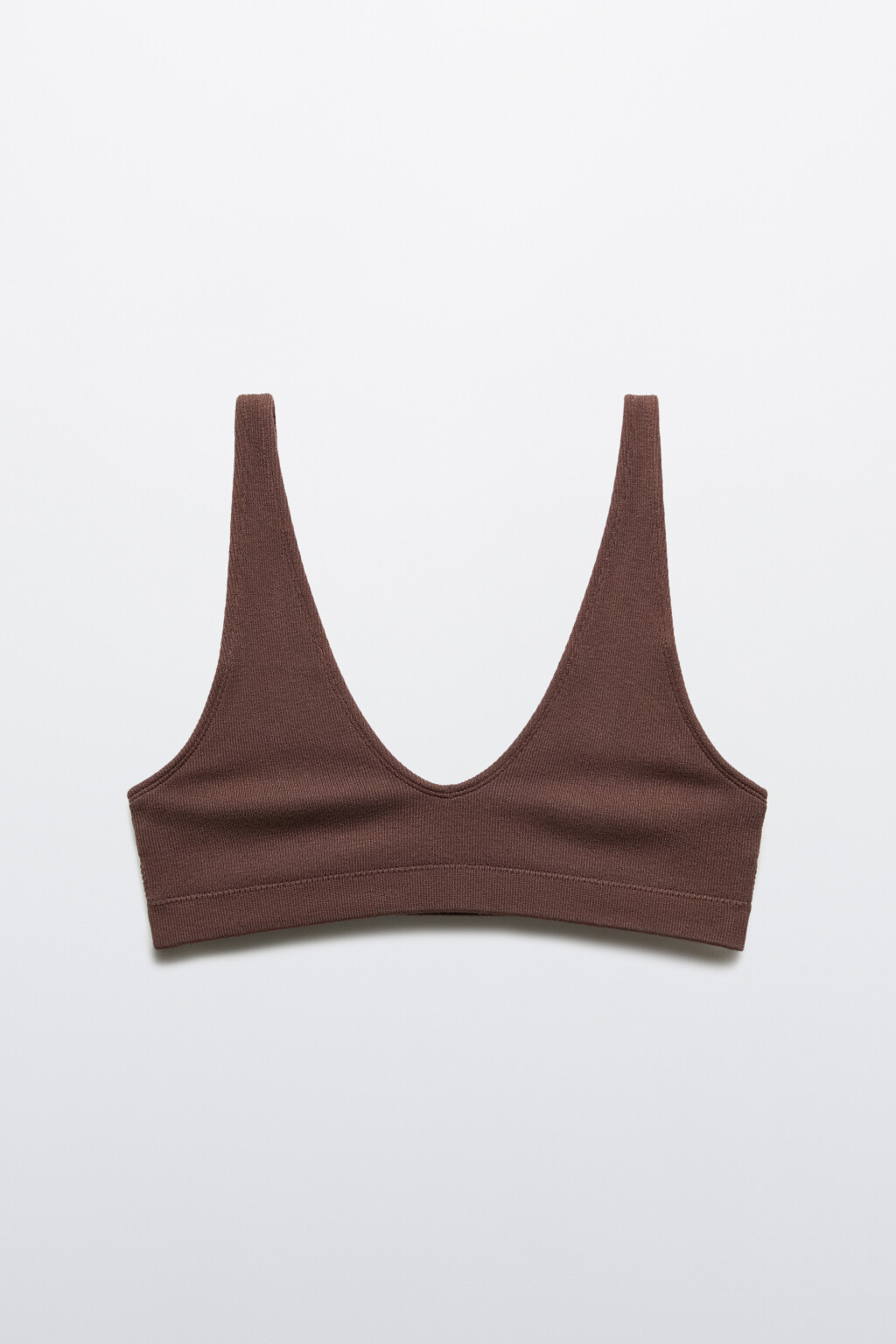 Бюстгальтер-бра бесшовный в рубчик - цвет коричневый - 5
