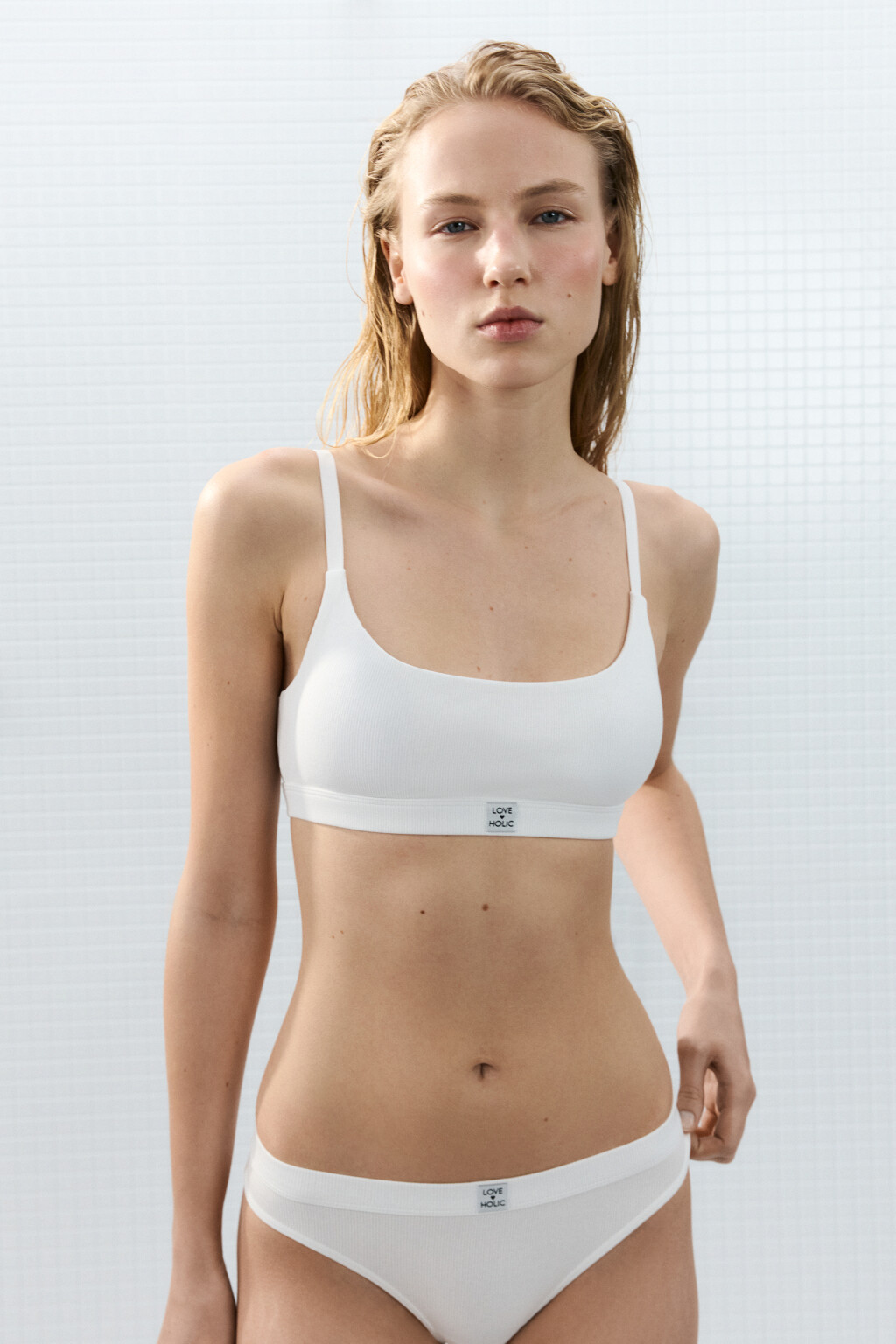 Бюстгальтер-топ в рубчик - цвет белый - 2