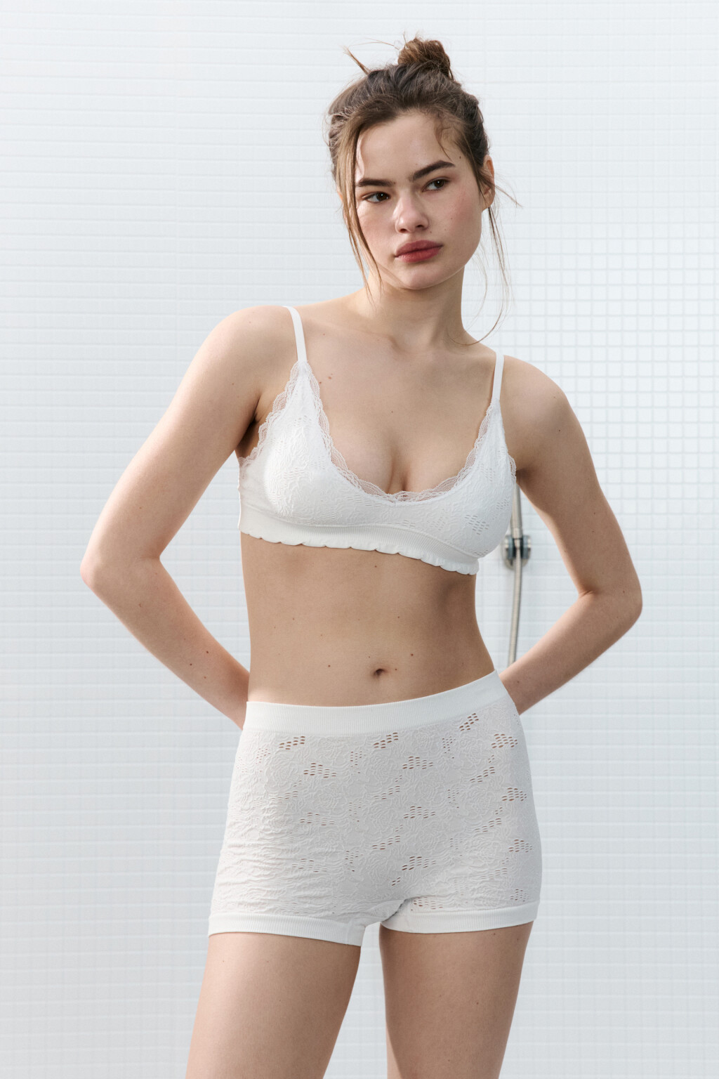 Бюстгальтер-топ кружевной - цвет белый - 5