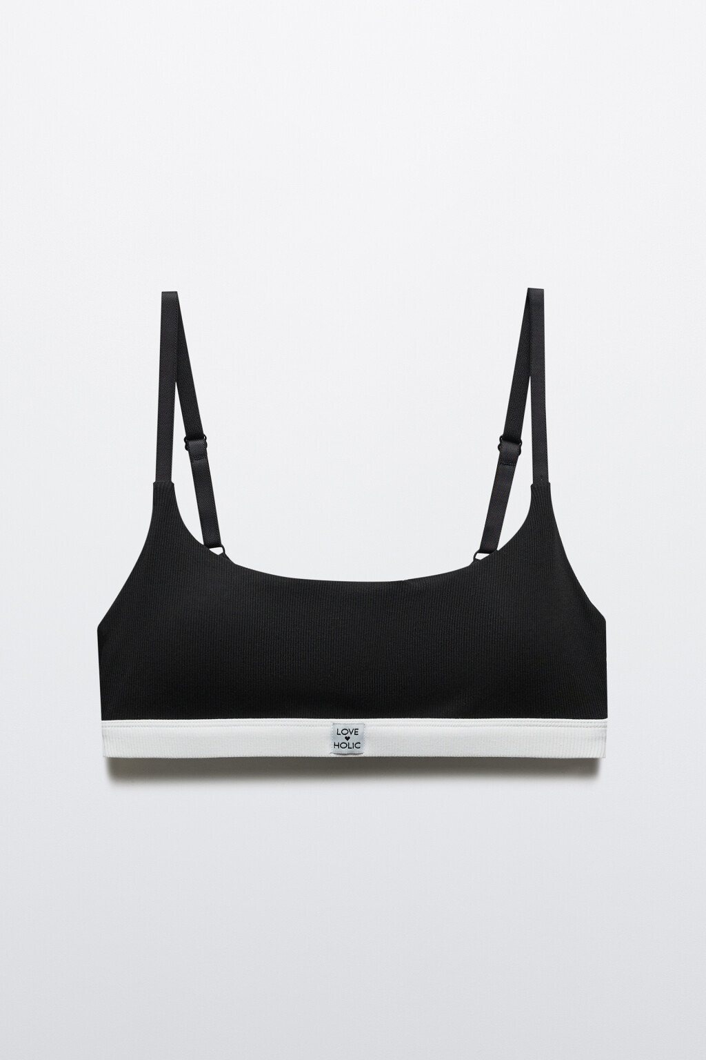 Бюстгальтер-топ в рубчик на тонких бретелях - цвет черный - 5