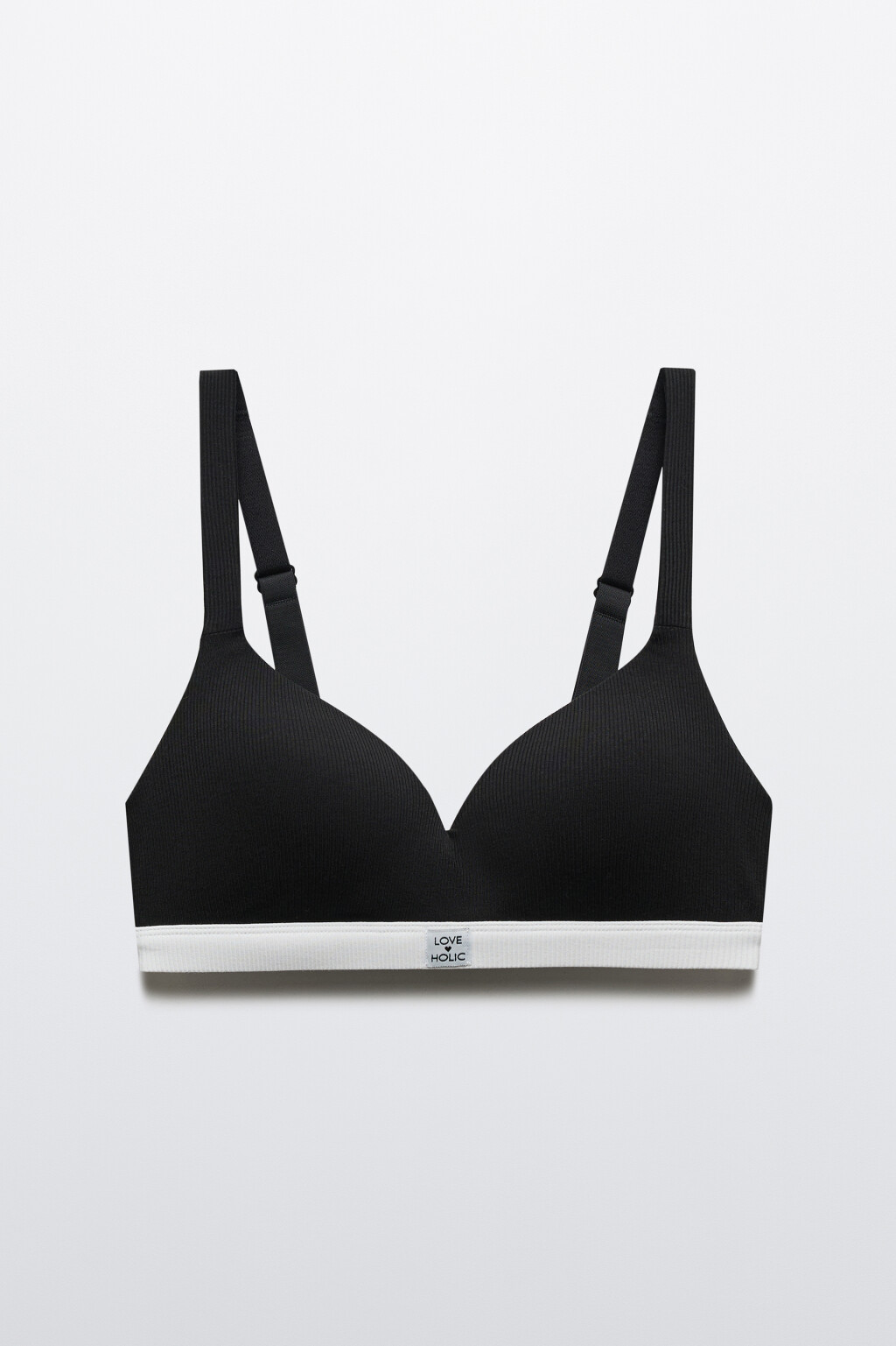 Бюстгальтер-топ в рубчик с пуш-ап - цвет черный - 1