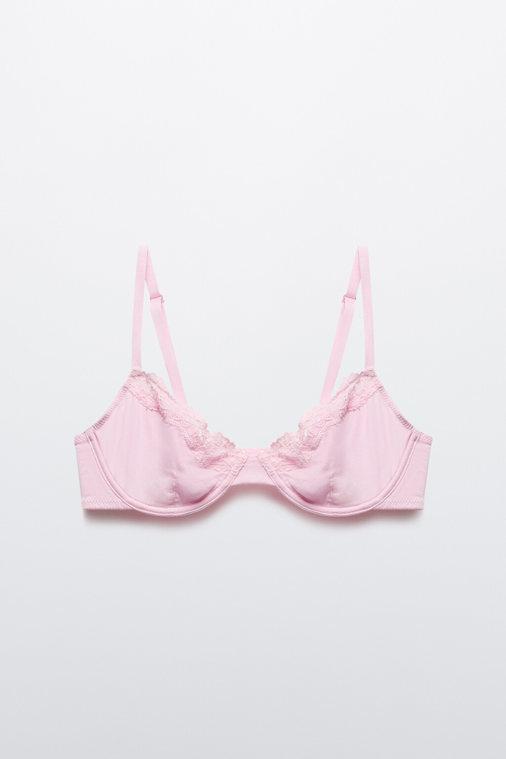 Бюстгальтер-бра с кружевом - цвет розовый - 1