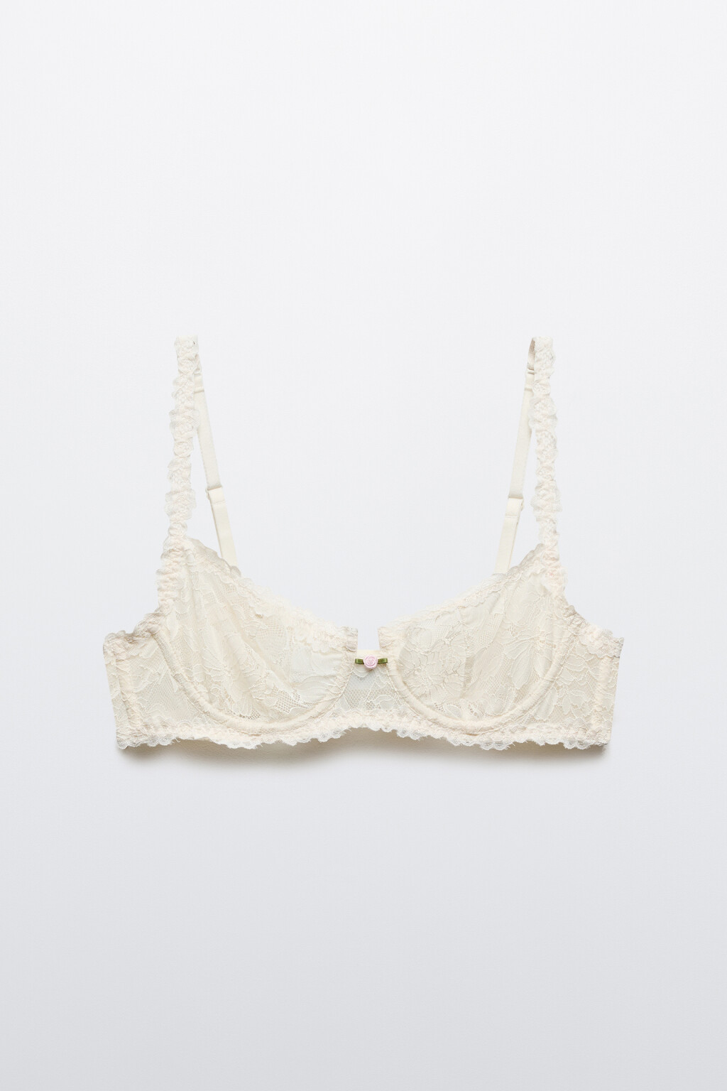 Бюстгальтер-бра кружевной - цвет ванильный - 1