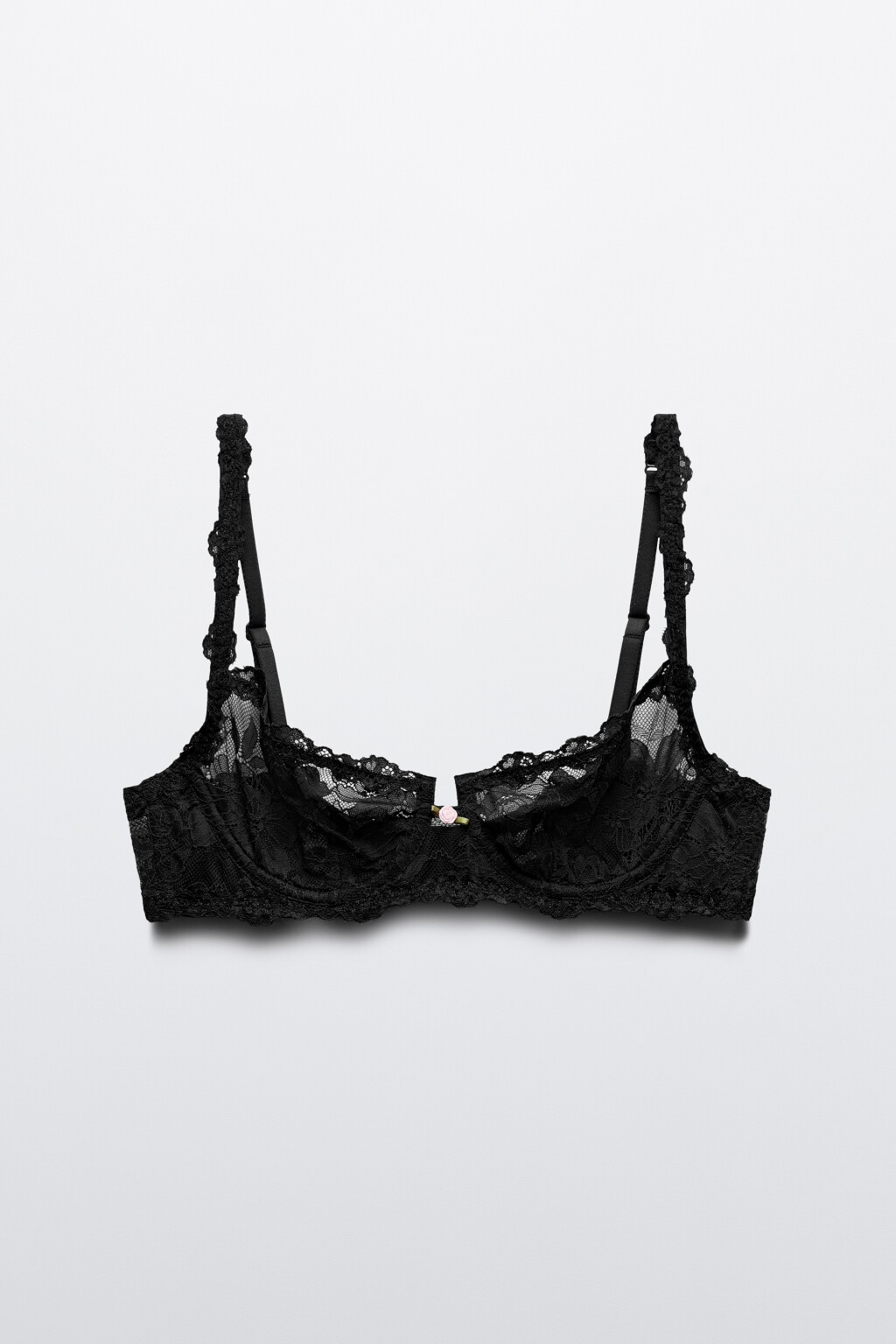 Бюстгальтер-бра кружевной - цвет черный - 1