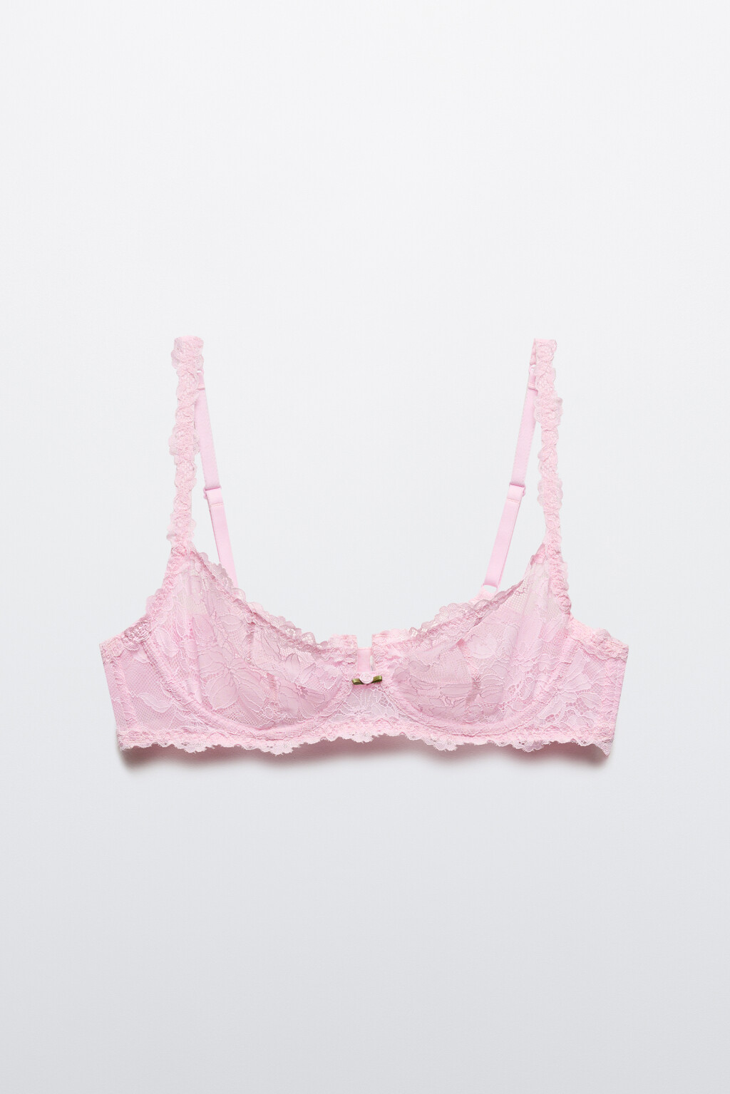 Бюстгальтер-бра кружевной - цвет розовый - 1